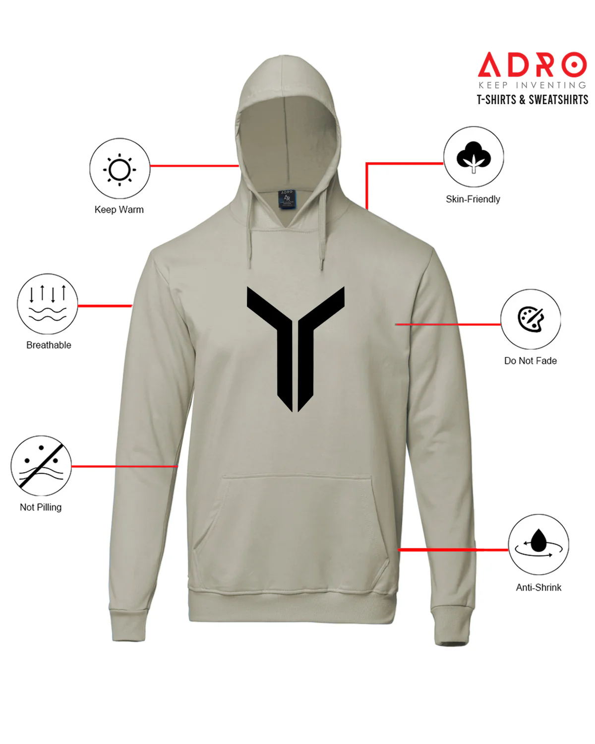 Men Beige Printed Hoodie - Image 3