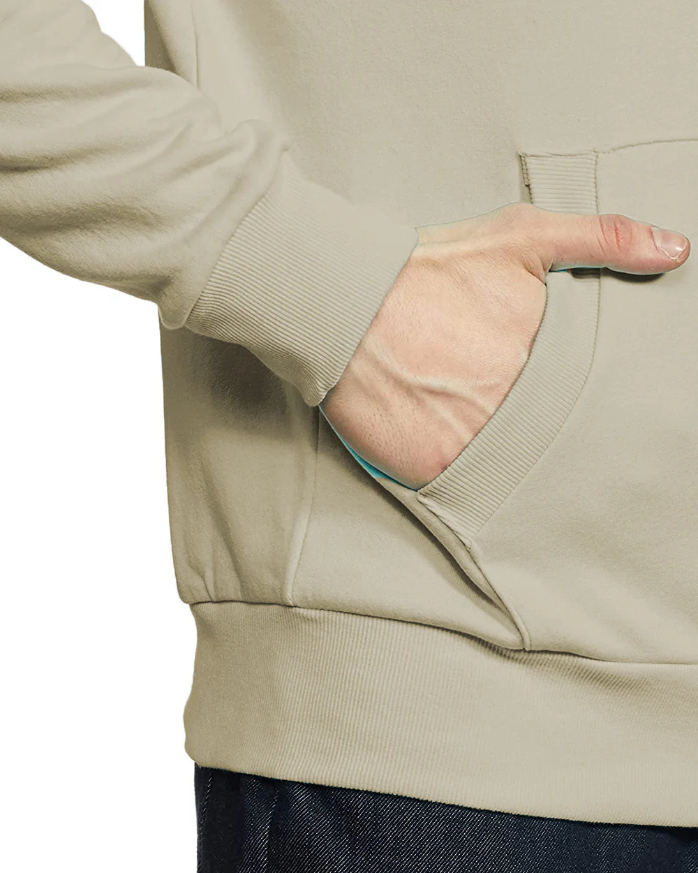 Men Beige Printed Hoodie - Image 3