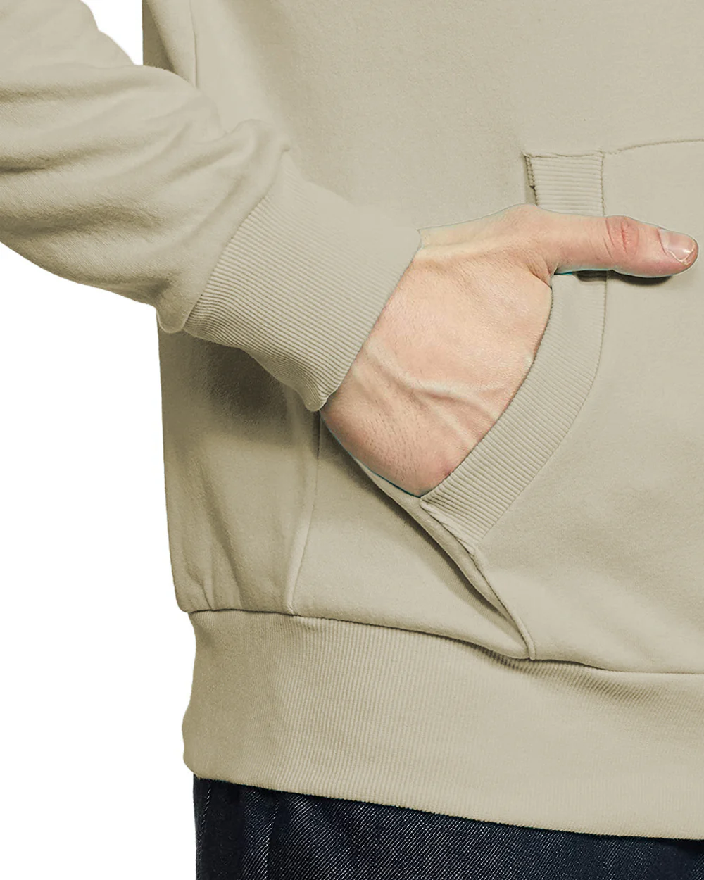 Men Beige Printed Hoodie - Image 3