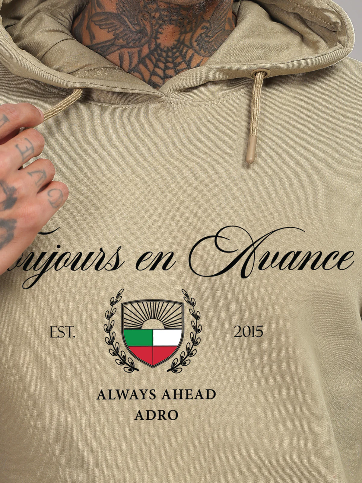 Men Beige Printed Hoodie - Image 3