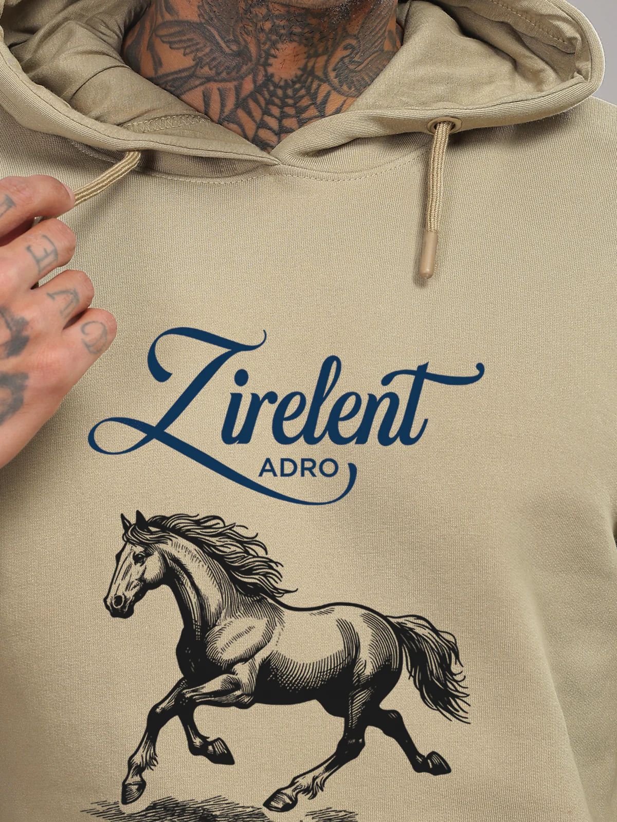 Men Beige Printed Hoodie - Image 3