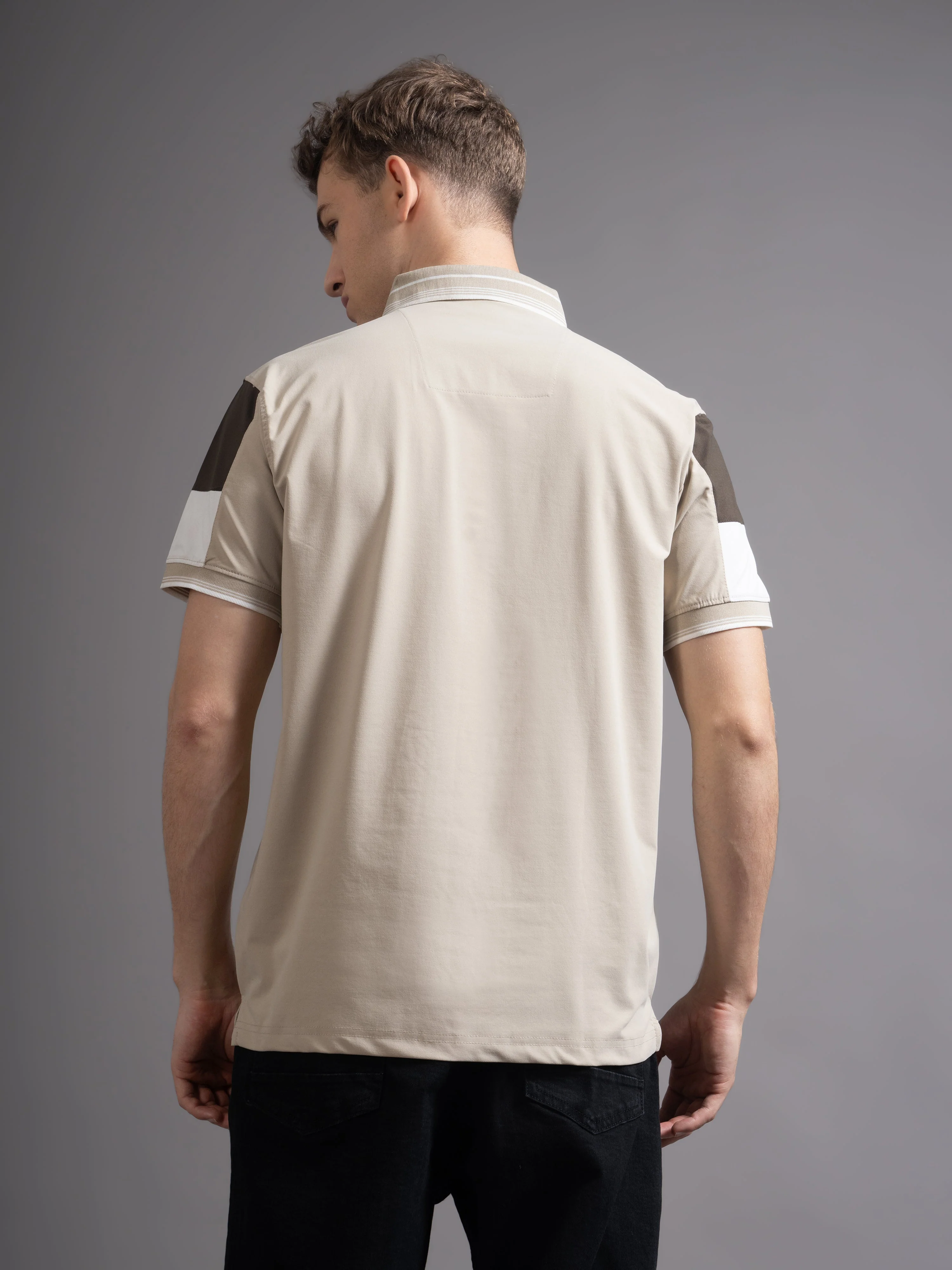 Men Bergen Beige Polo T-Shirt - Image 2