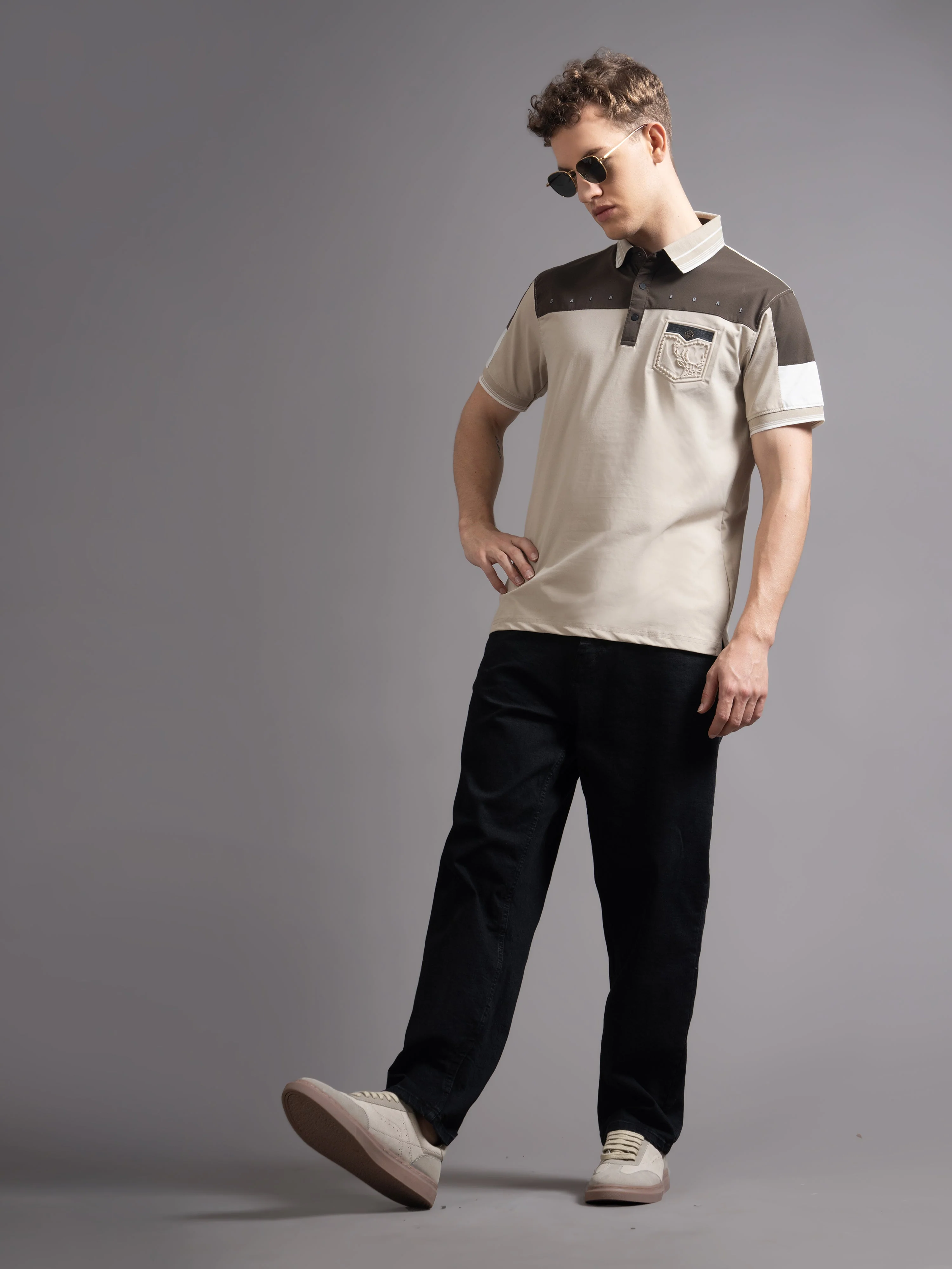 Men Bergen Beige Polo T-Shirt - Image 5