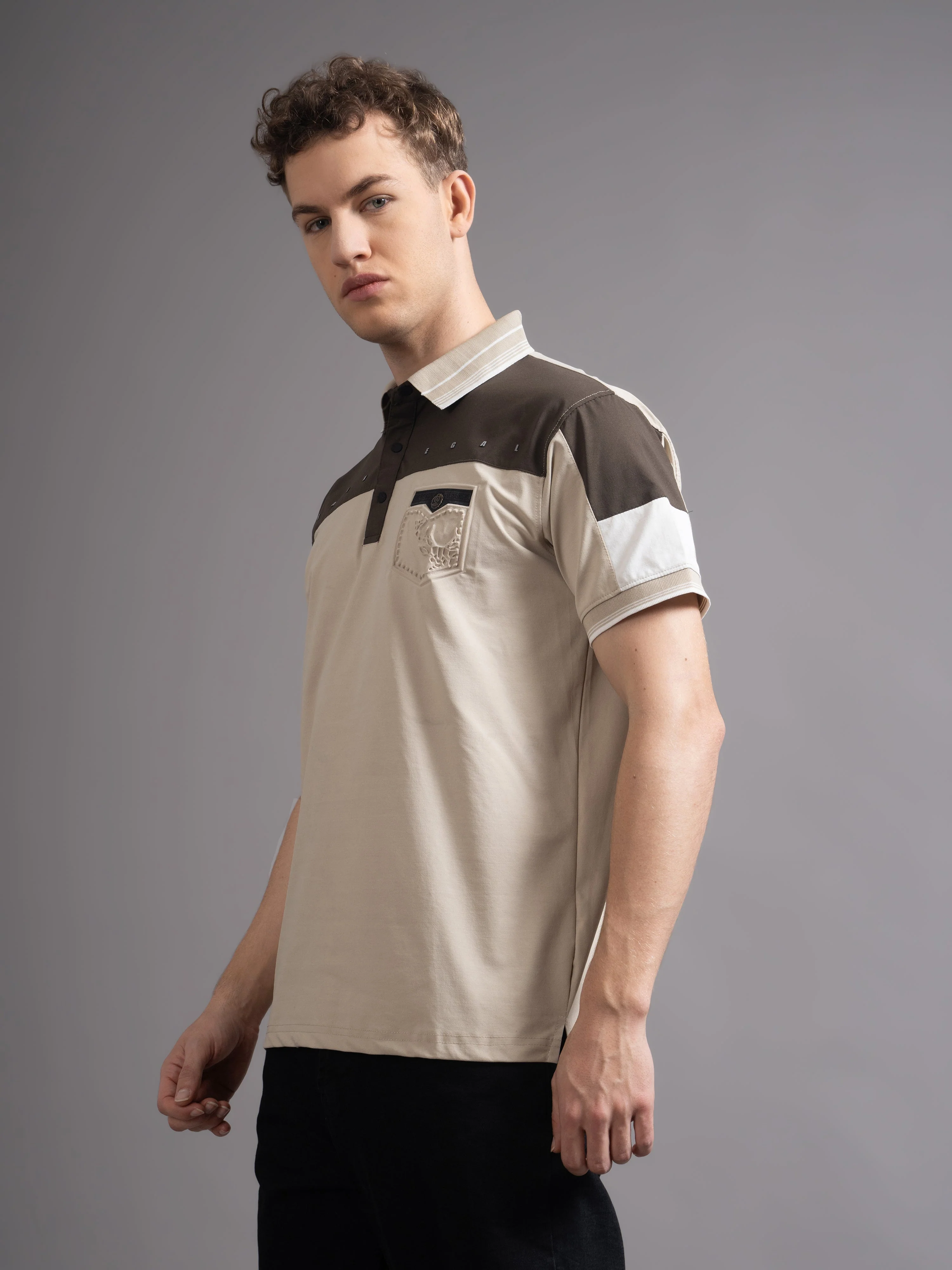 Men Bergen Beige Polo T-Shirt - Image 6