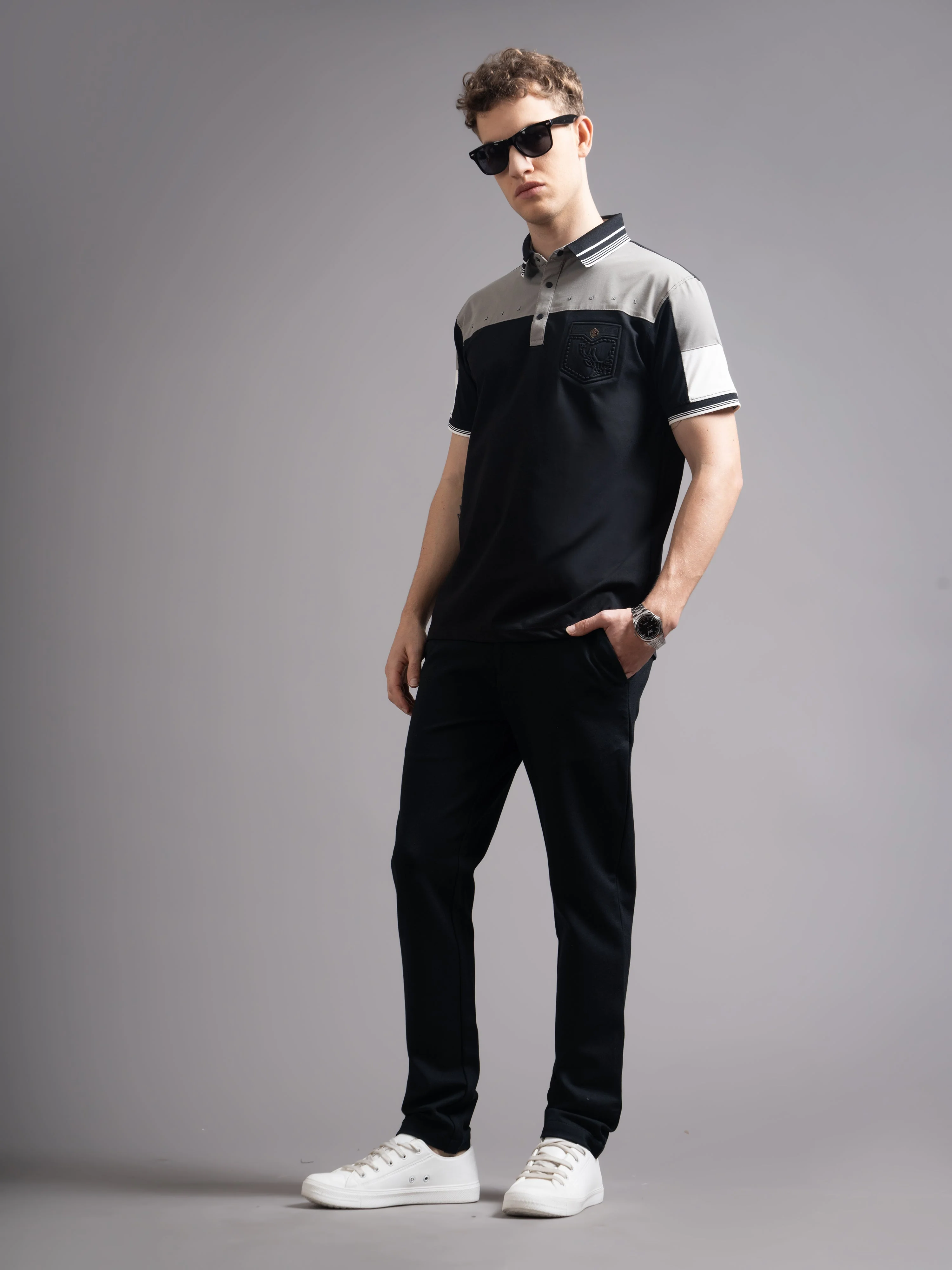 Men Bergen Black Polo T-Shirt - Image 5