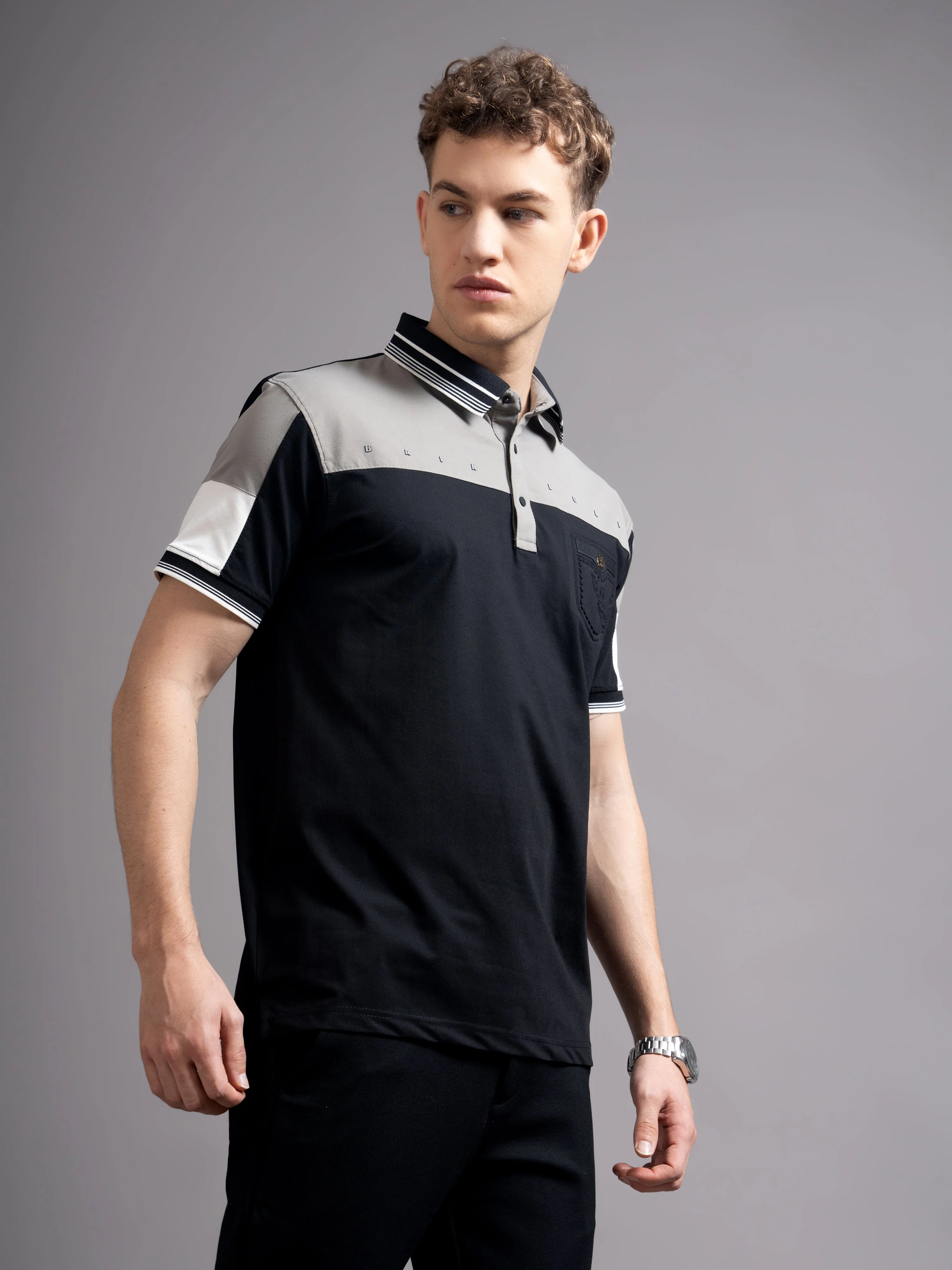 Men Bergen Black Polo T-Shirt - Image 6