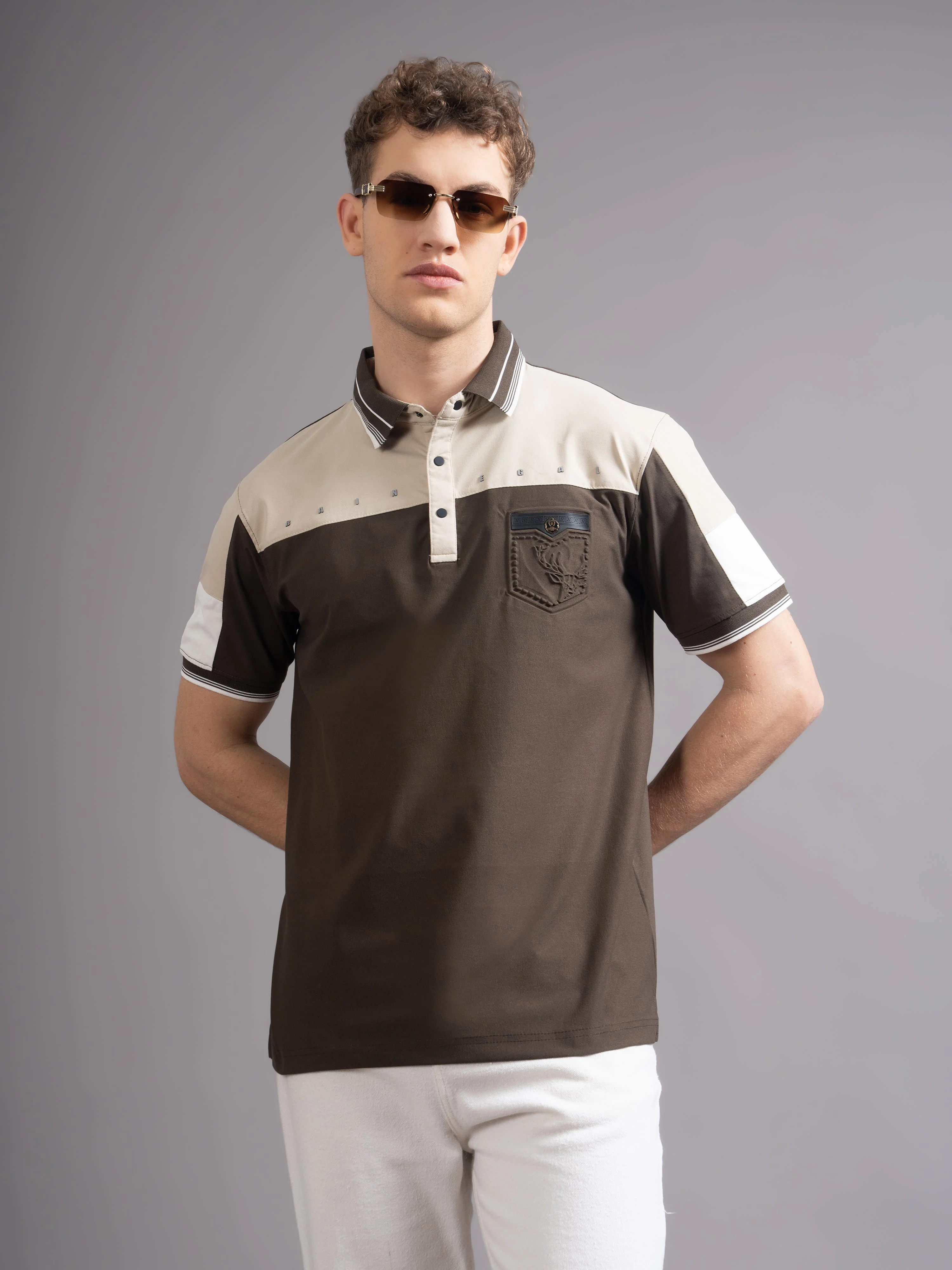 Men Bergen Brown Polo T-Shirt - Image 3