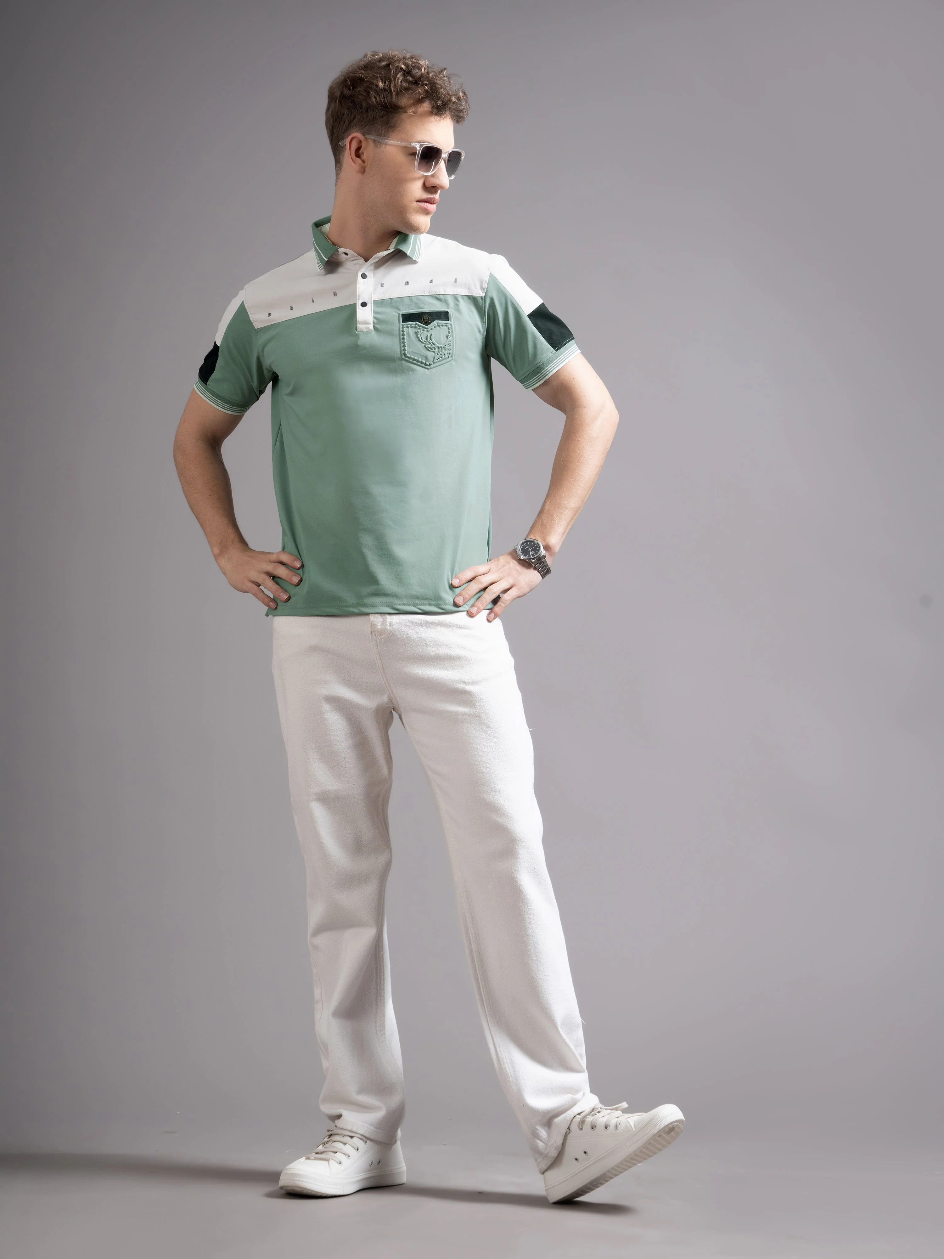 Men Bergen Green Polo T-Shirt - Image 5