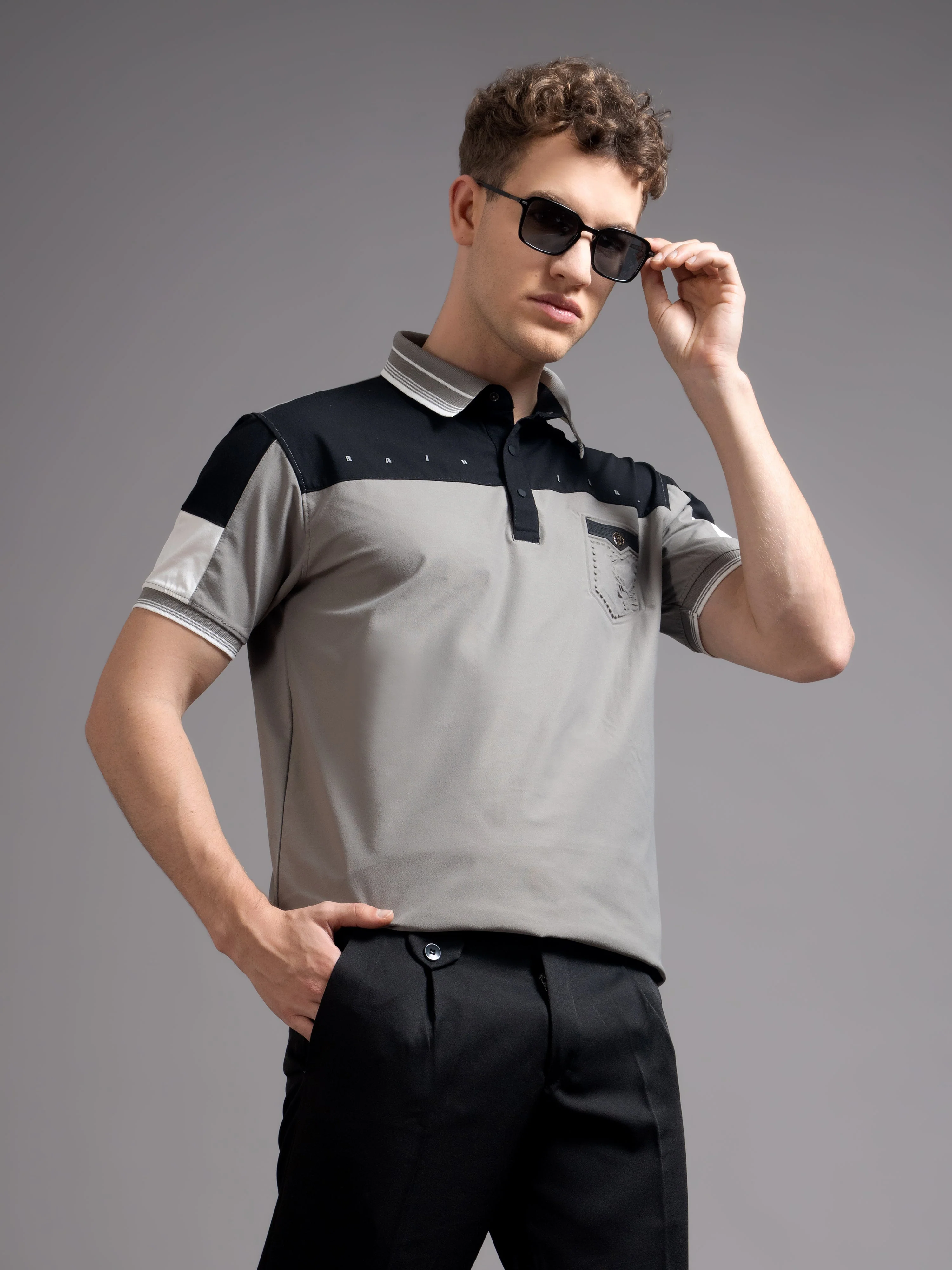 Men Bergen Grey Polo T-Shirt - Image 3
