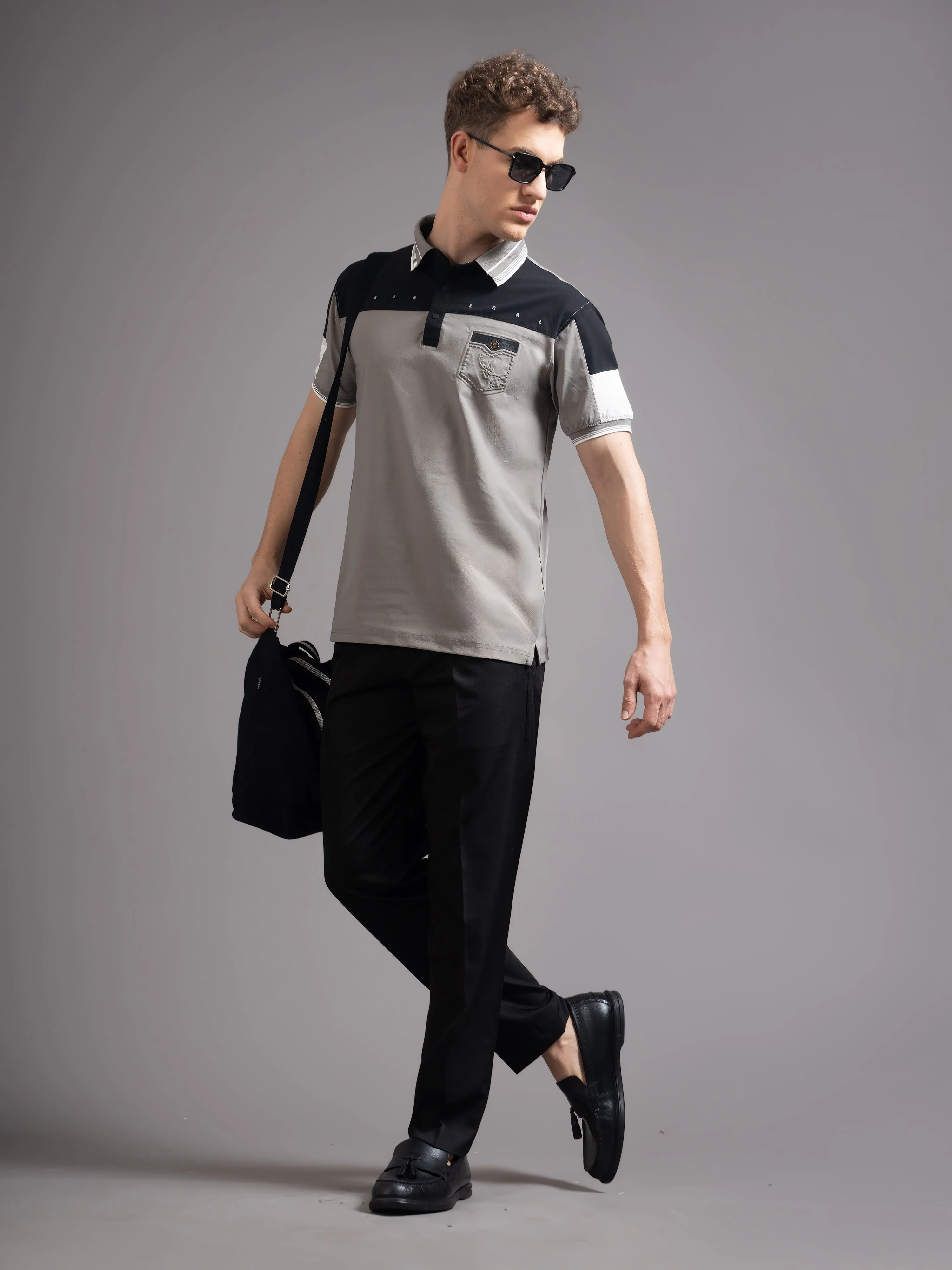 Men Bergen Grey Polo T-Shirt - Image 5