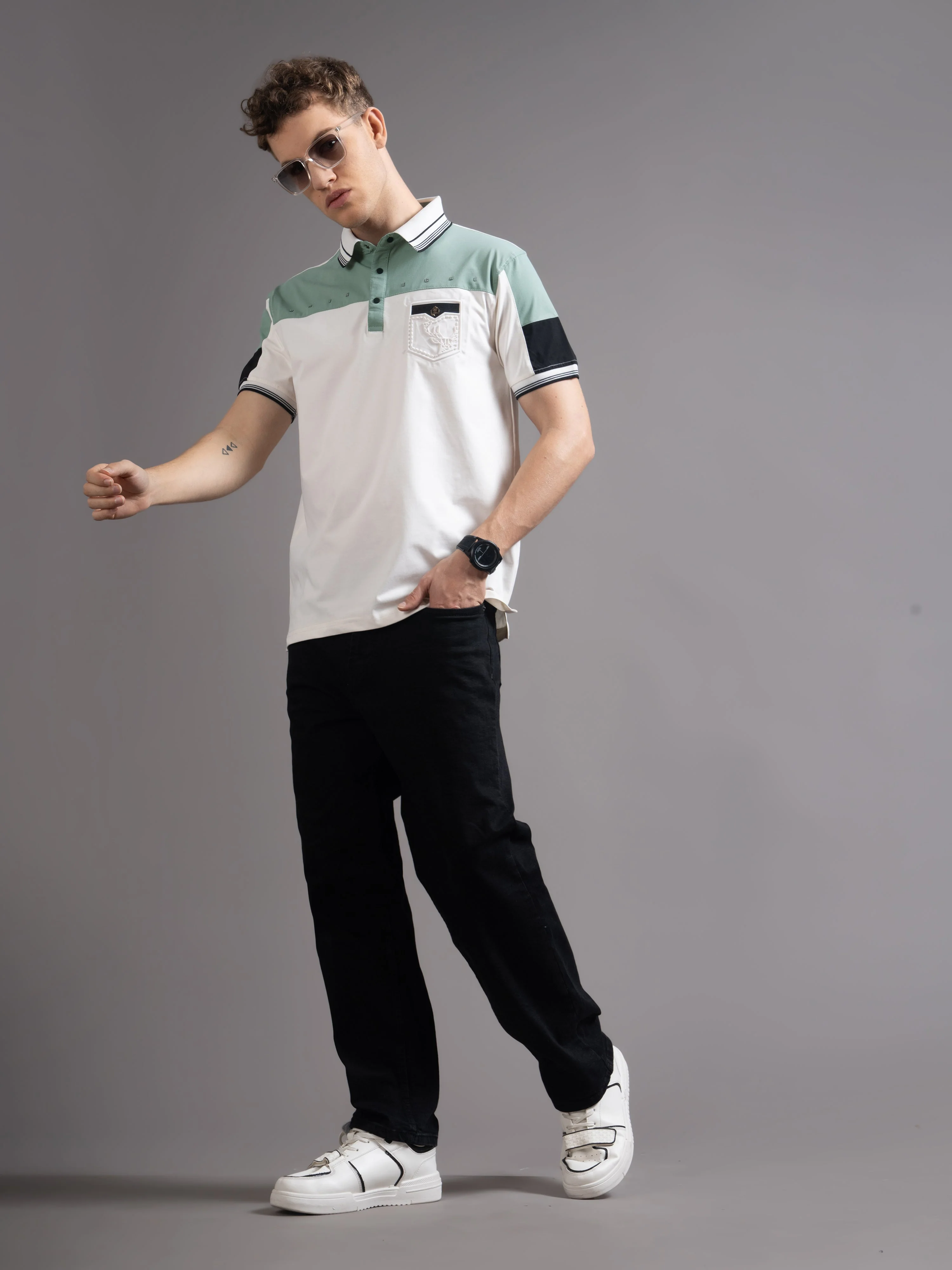 Men Bergen White Polo T-Shirt - Image 3