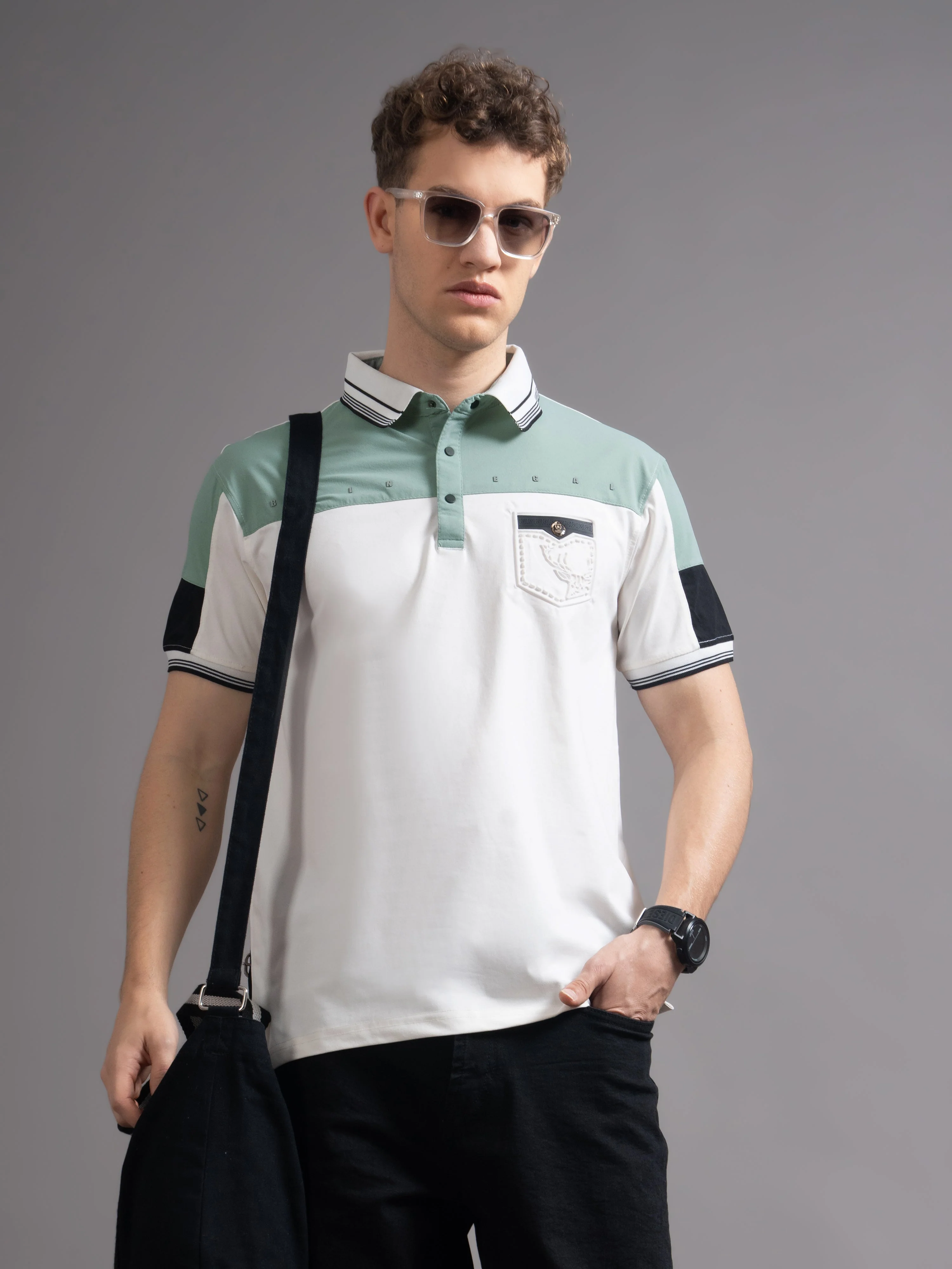Men Bergen White Polo T-Shirt - Image 4