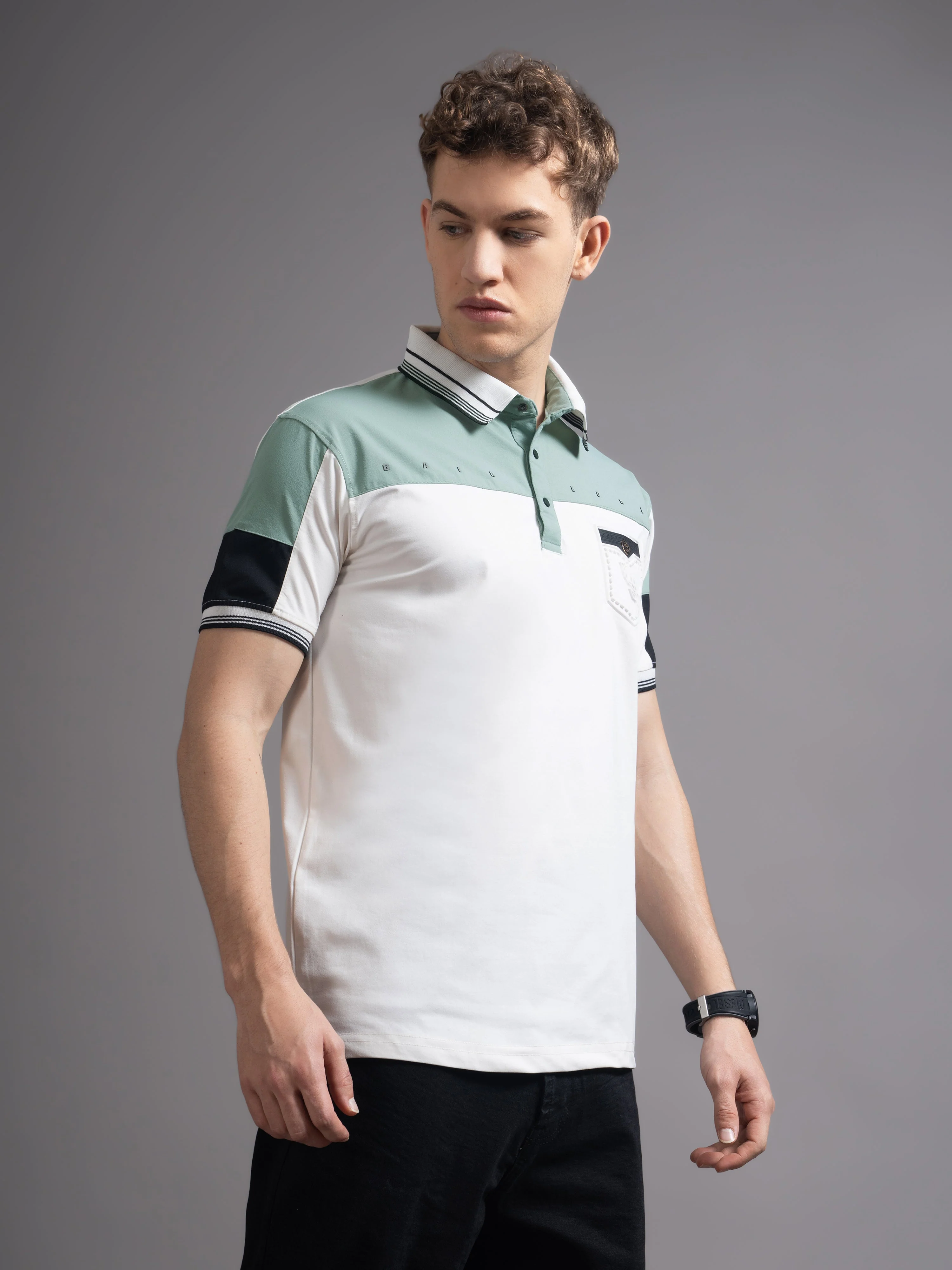 Men Bergen White Polo T-Shirt - Image 5
