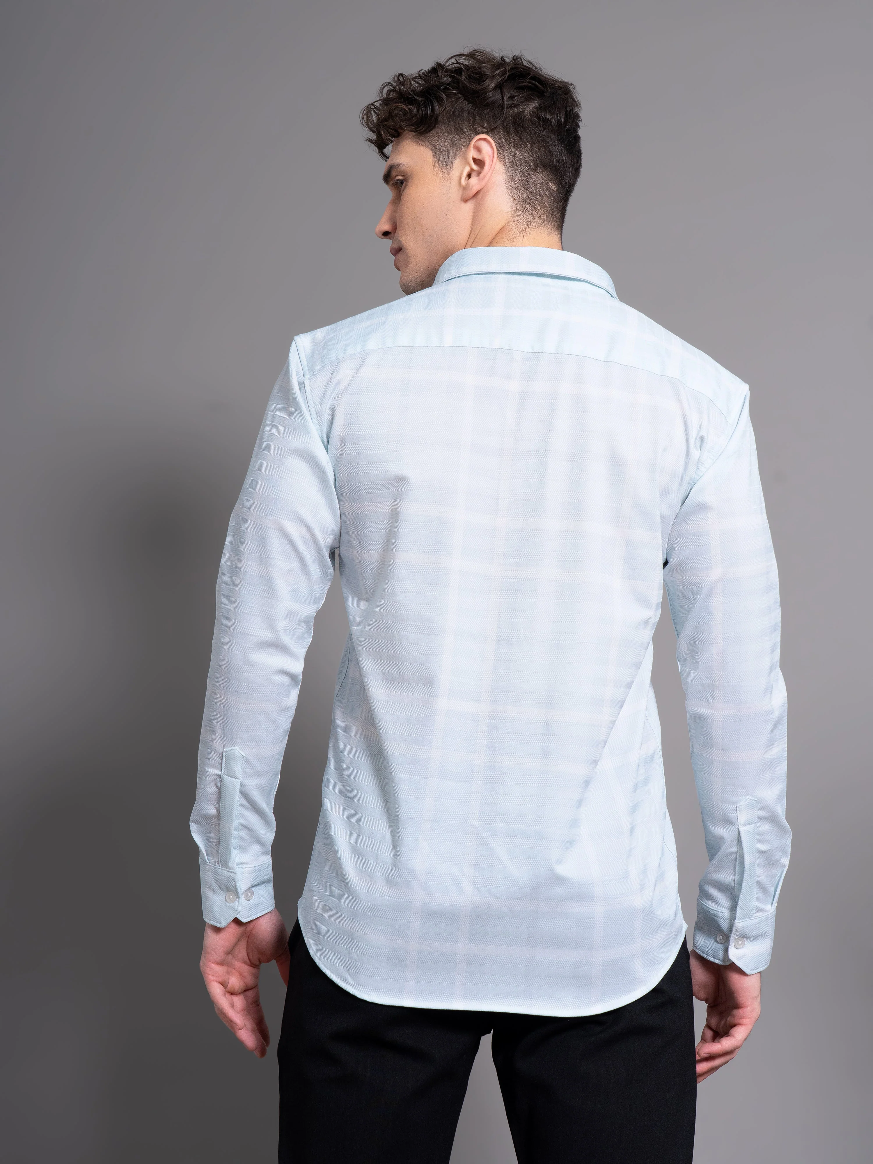 Men Beryl Blue Checks Shirt - Image 2