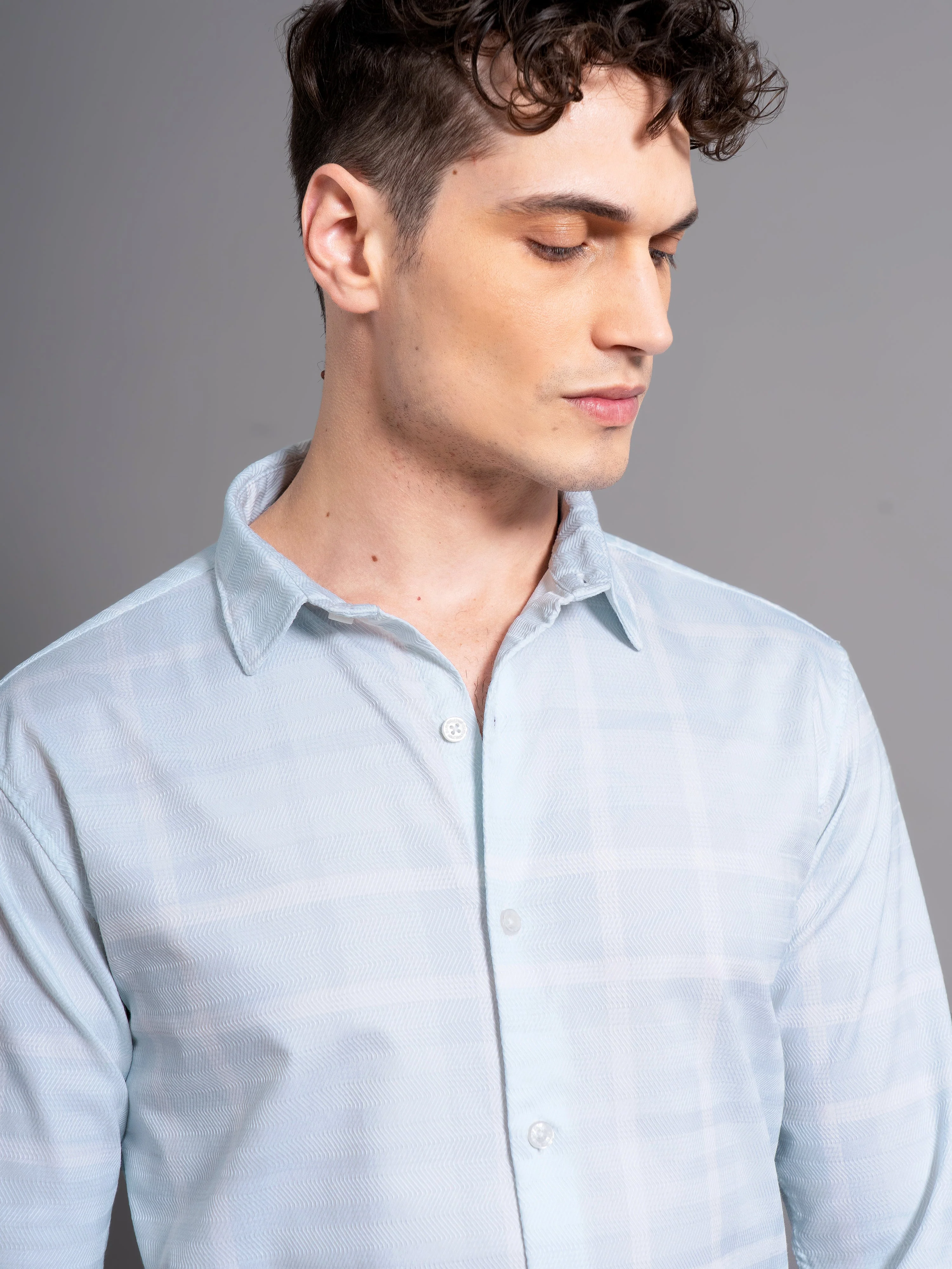 Men Beryl Blue Checks Shirt - Image 4