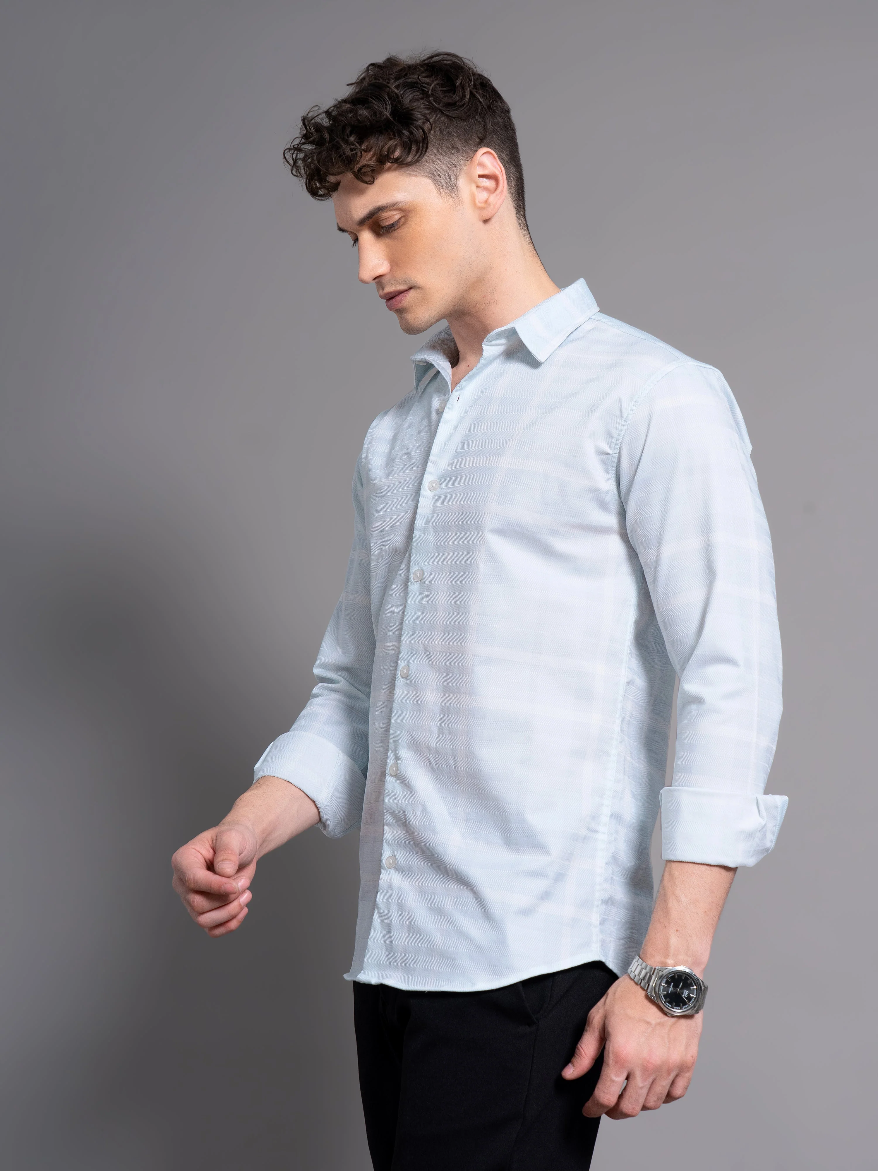 Men Beryl Blue Checks Shirt - Image 5