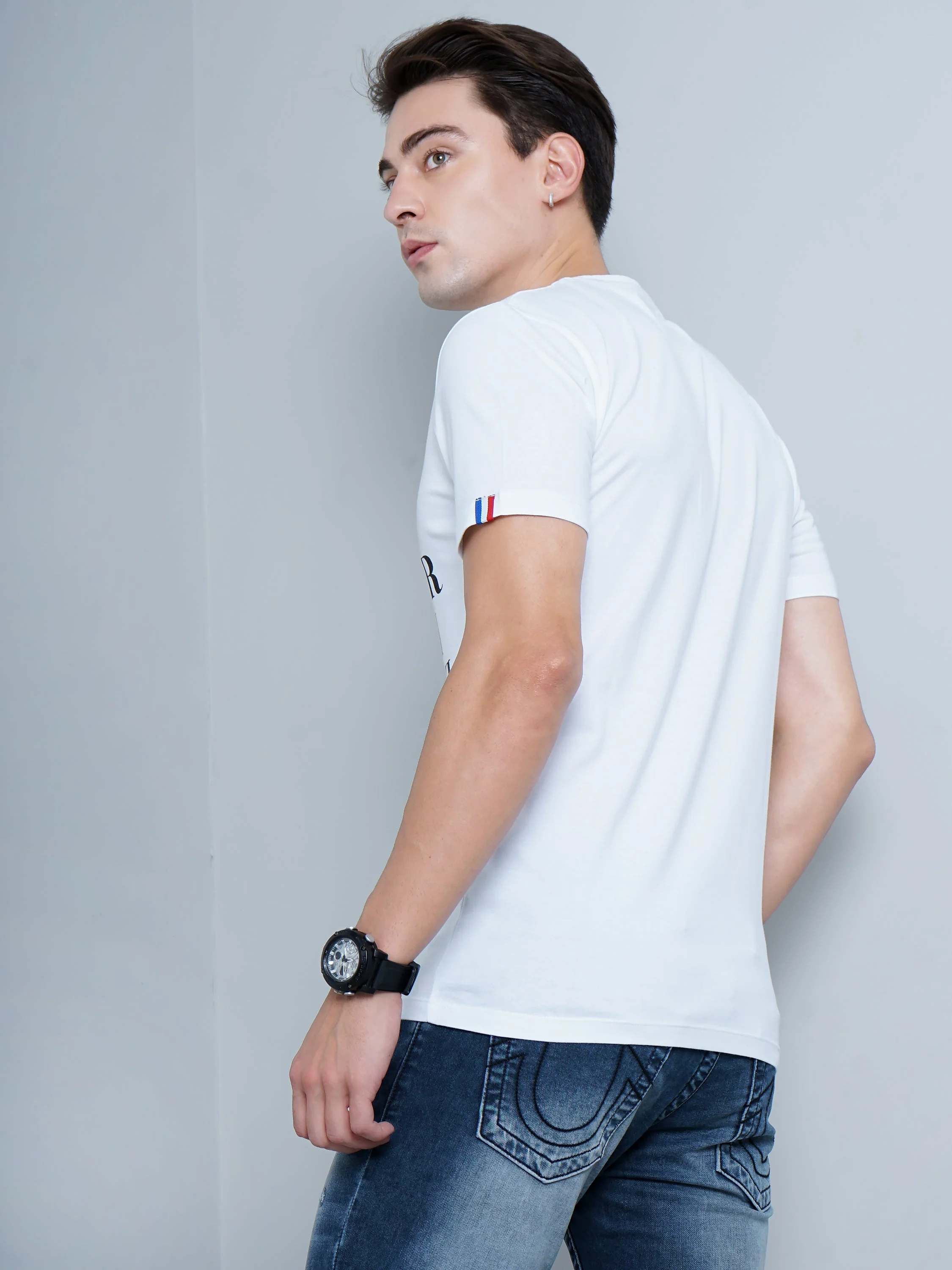 Men Bike Print White T-Shirt - Image 2