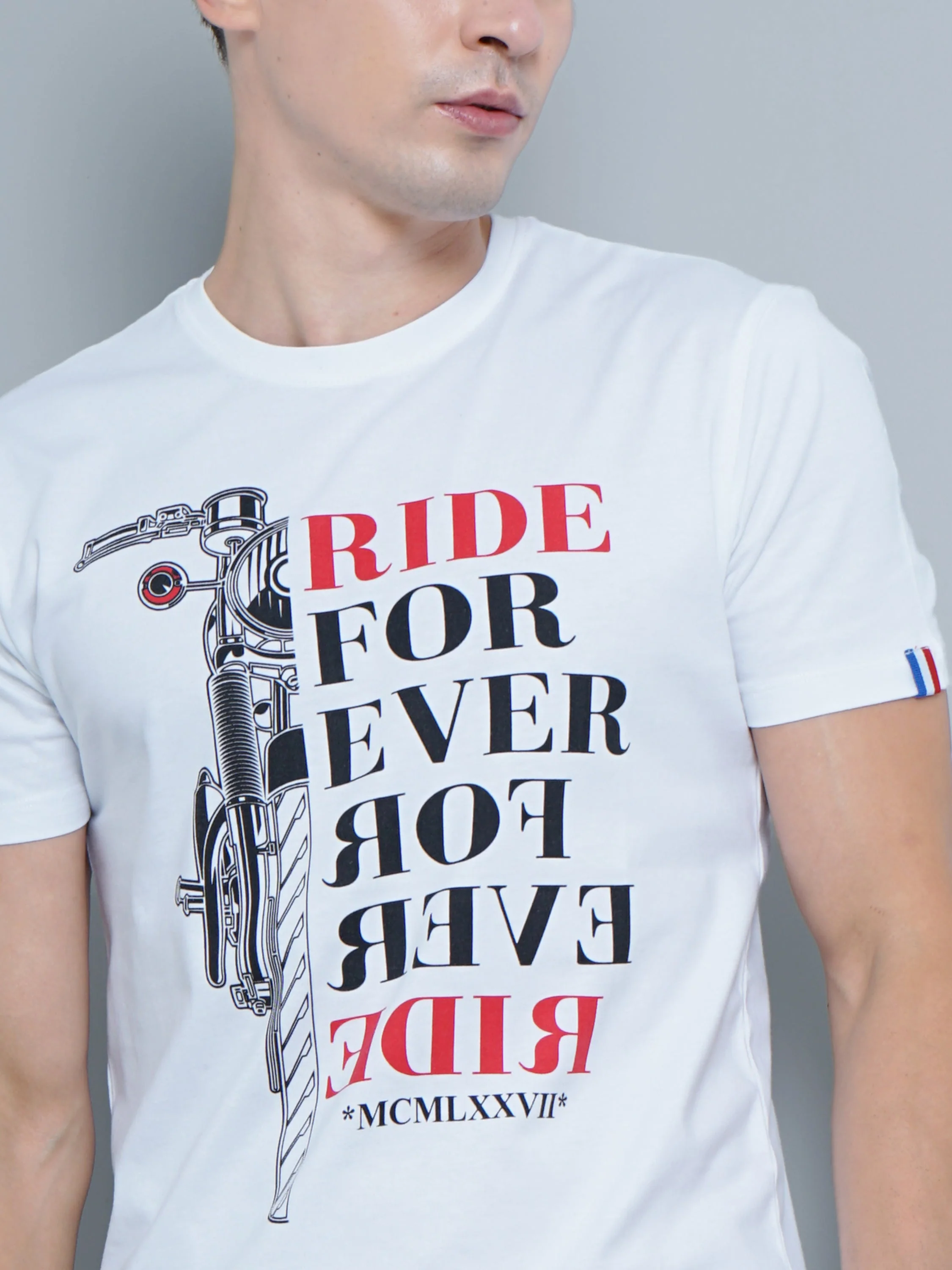 Men Bike Print White T-Shirt - Image 5