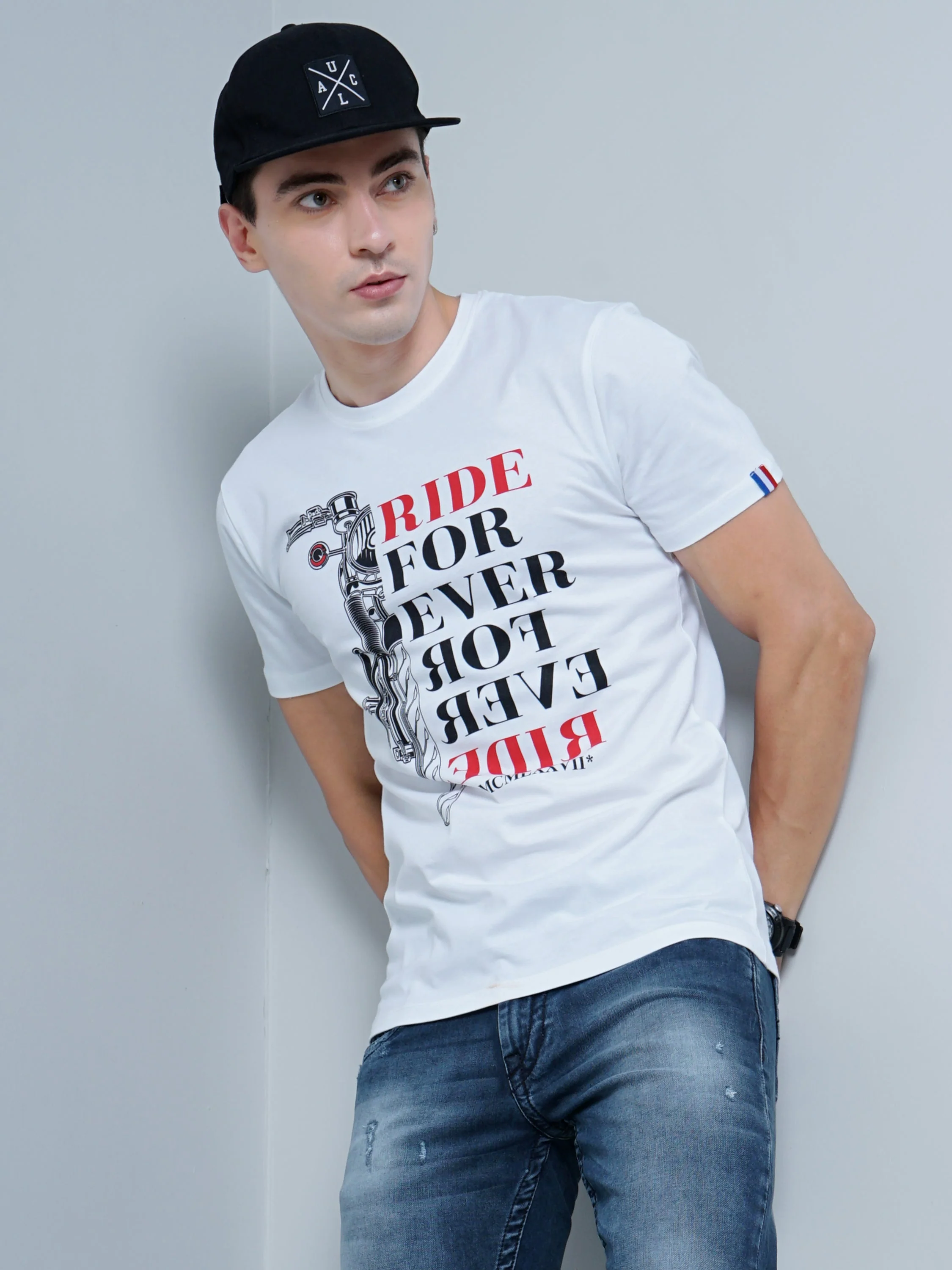 Men Bike Print White T-Shirt - Image 6