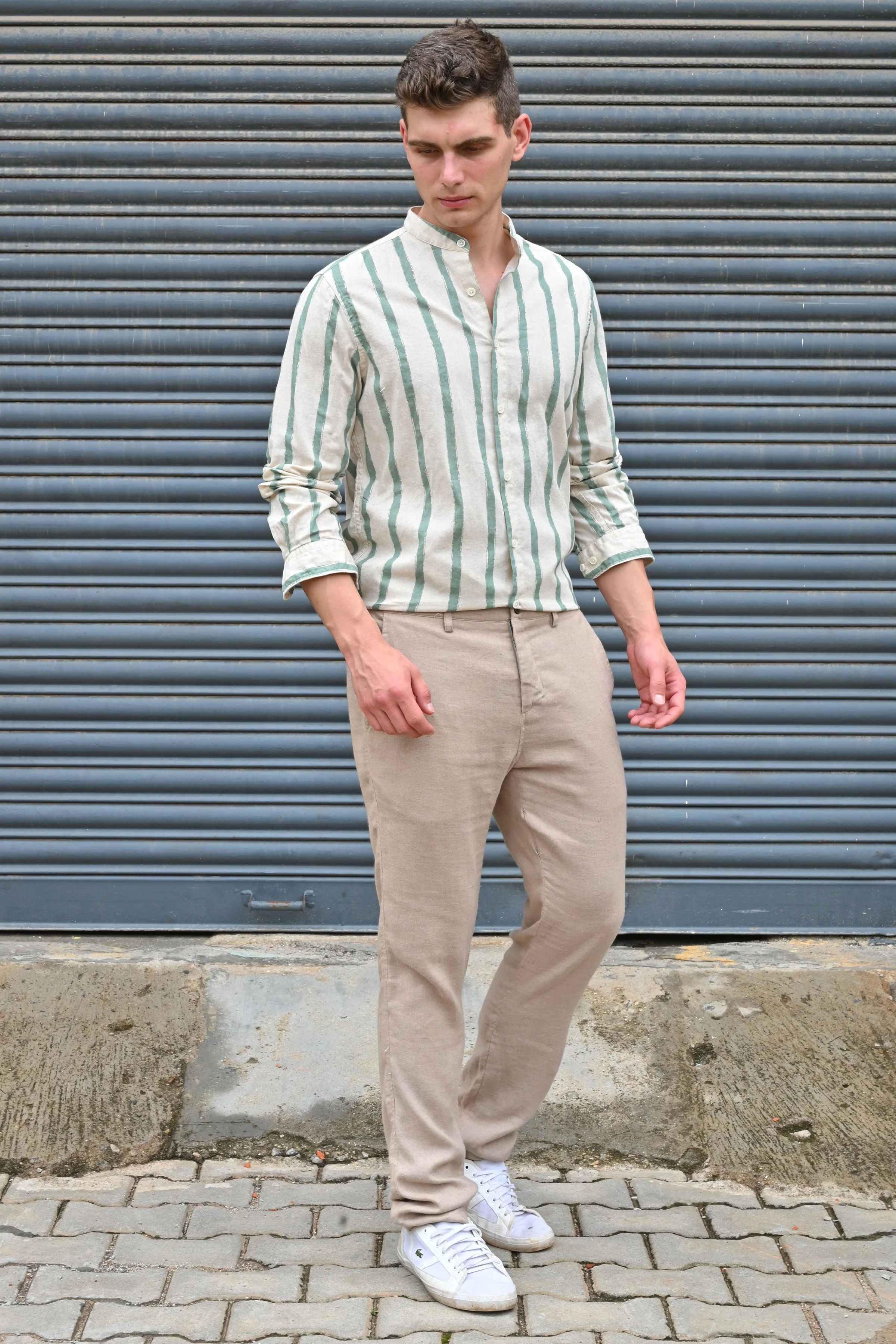 Men Billie Mao Collar Shirt Green - Image 6