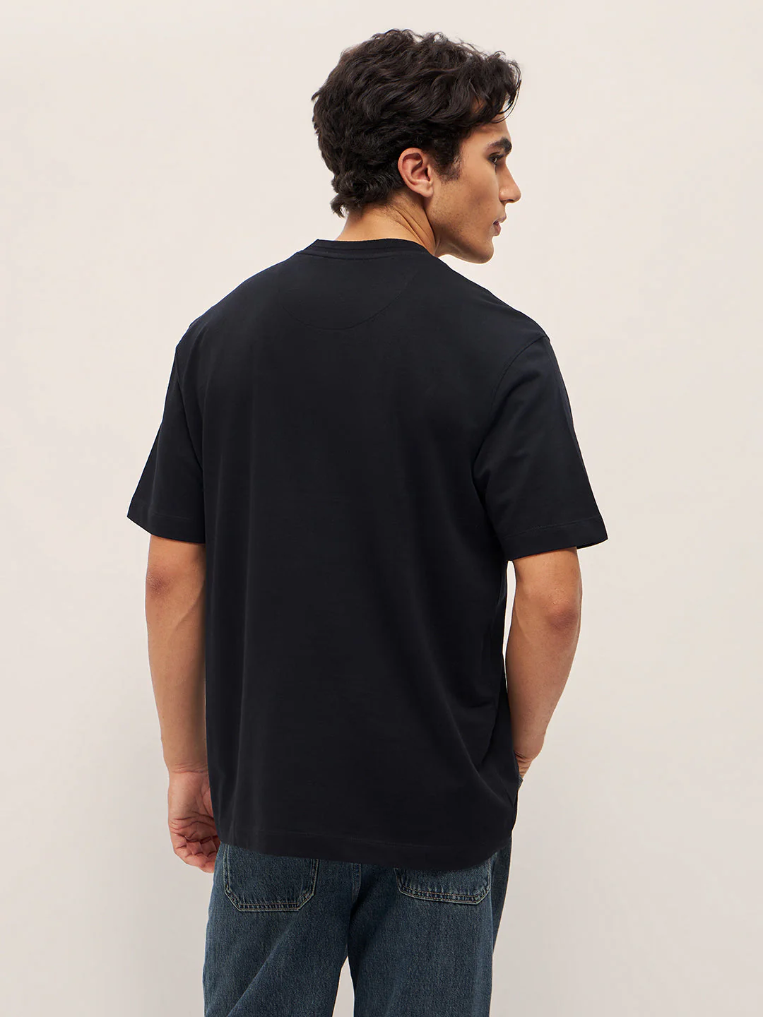 Men Black 3D graphic Design Crew Neck Oversize T-Shirt - Image 2