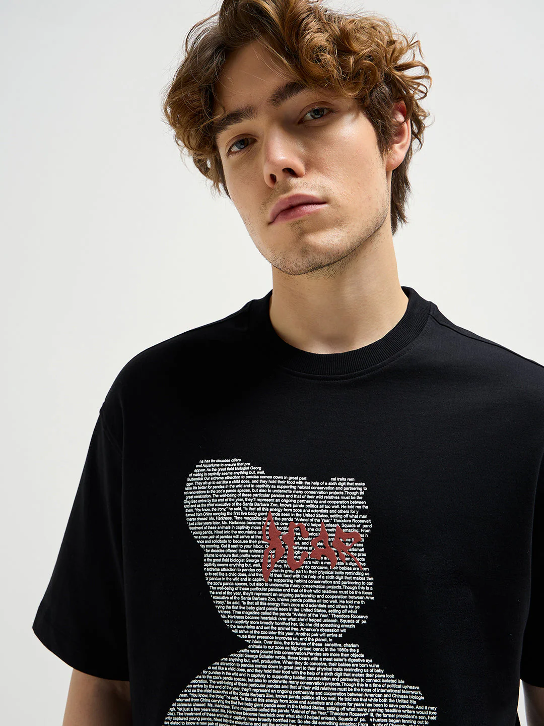 Men Black 3D graphic Print Crew Neck Oversize T-Shirt - Image 5