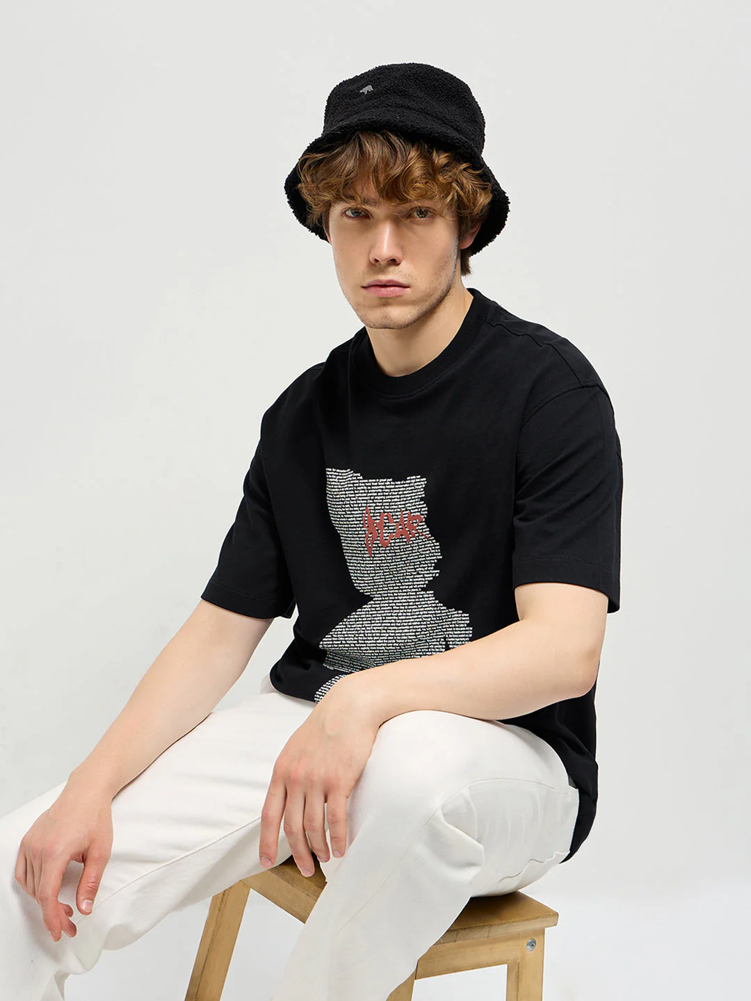 Men Black 3D graphic Print Crew Neck Oversize T-Shirt - Image 6