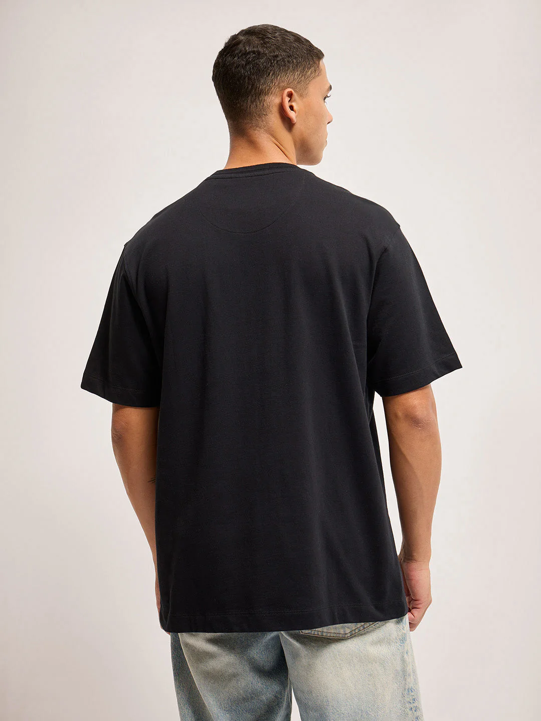 Men Black 3D Graphic print Crew Neck T-Shirt - Image 2