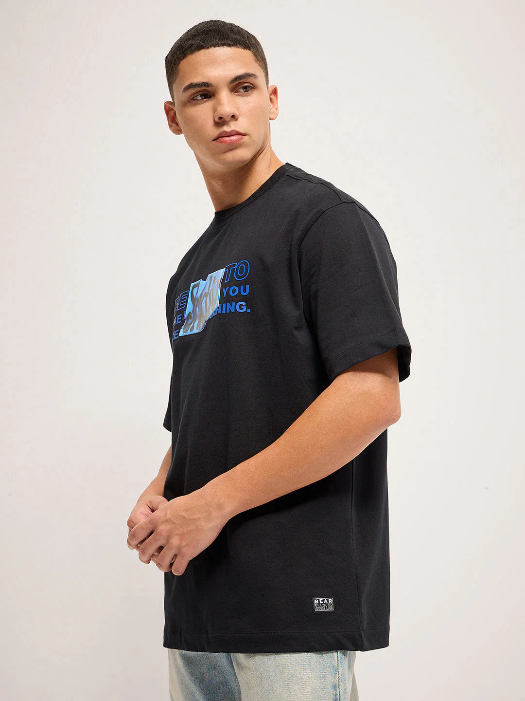 Men Black 3D Graphic print Crew Neck T-Shirt - Image 3