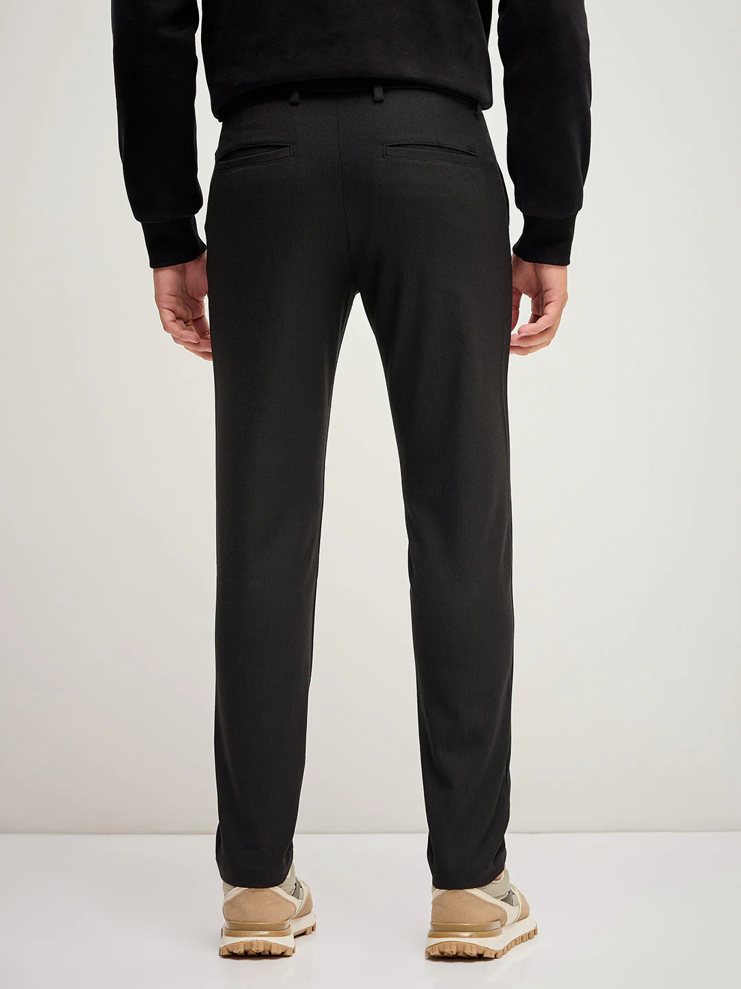 Men Black 4 Way Stretch Formal Trouser - Image 2