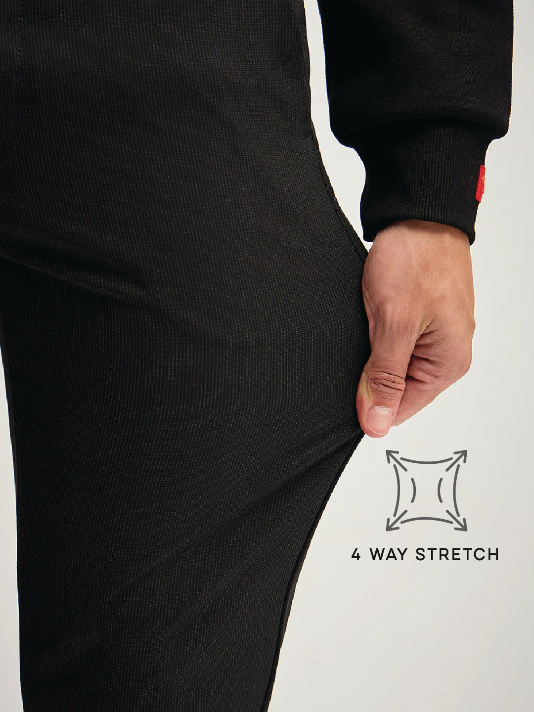 Men Black 4 Way Stretch Formal Trouser - Image 5