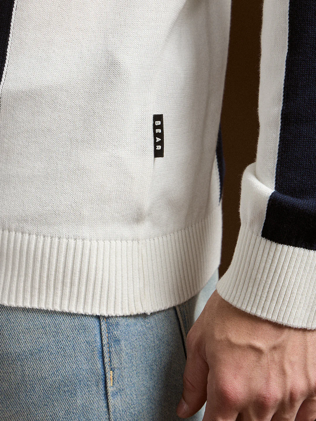 Men Black and Blue Color-Block Slim Fit Polo - Image 6