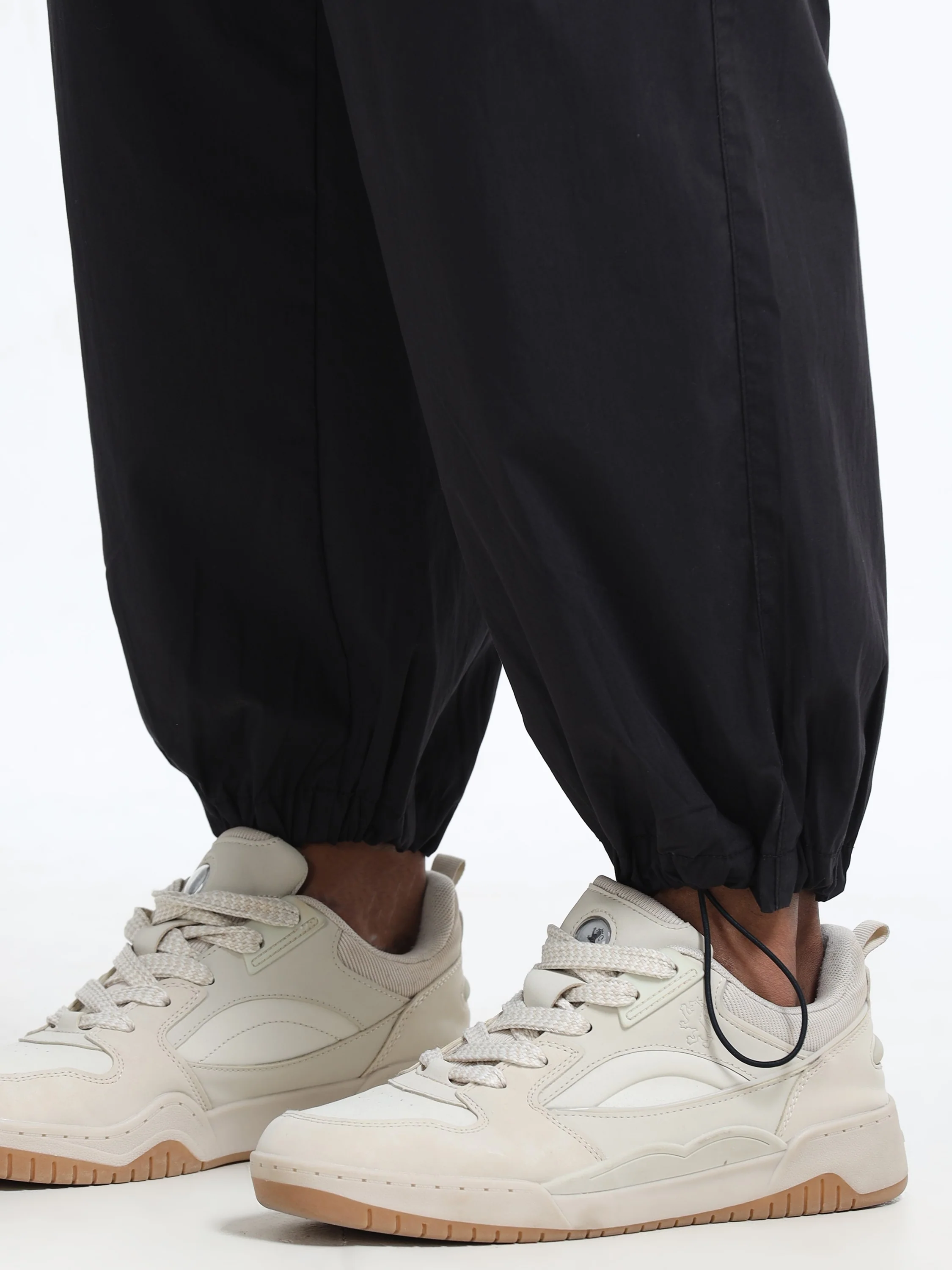 Men Black Baggy Parachute Cargo Pants - Image 5