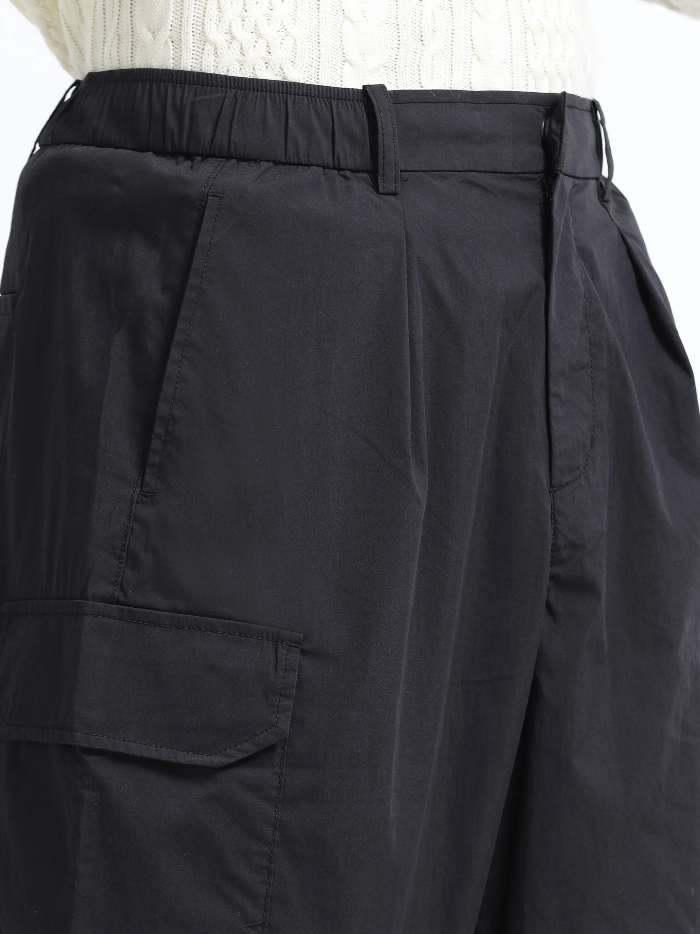 Men Black Baggy Parachute Cargo Pants - Image 9