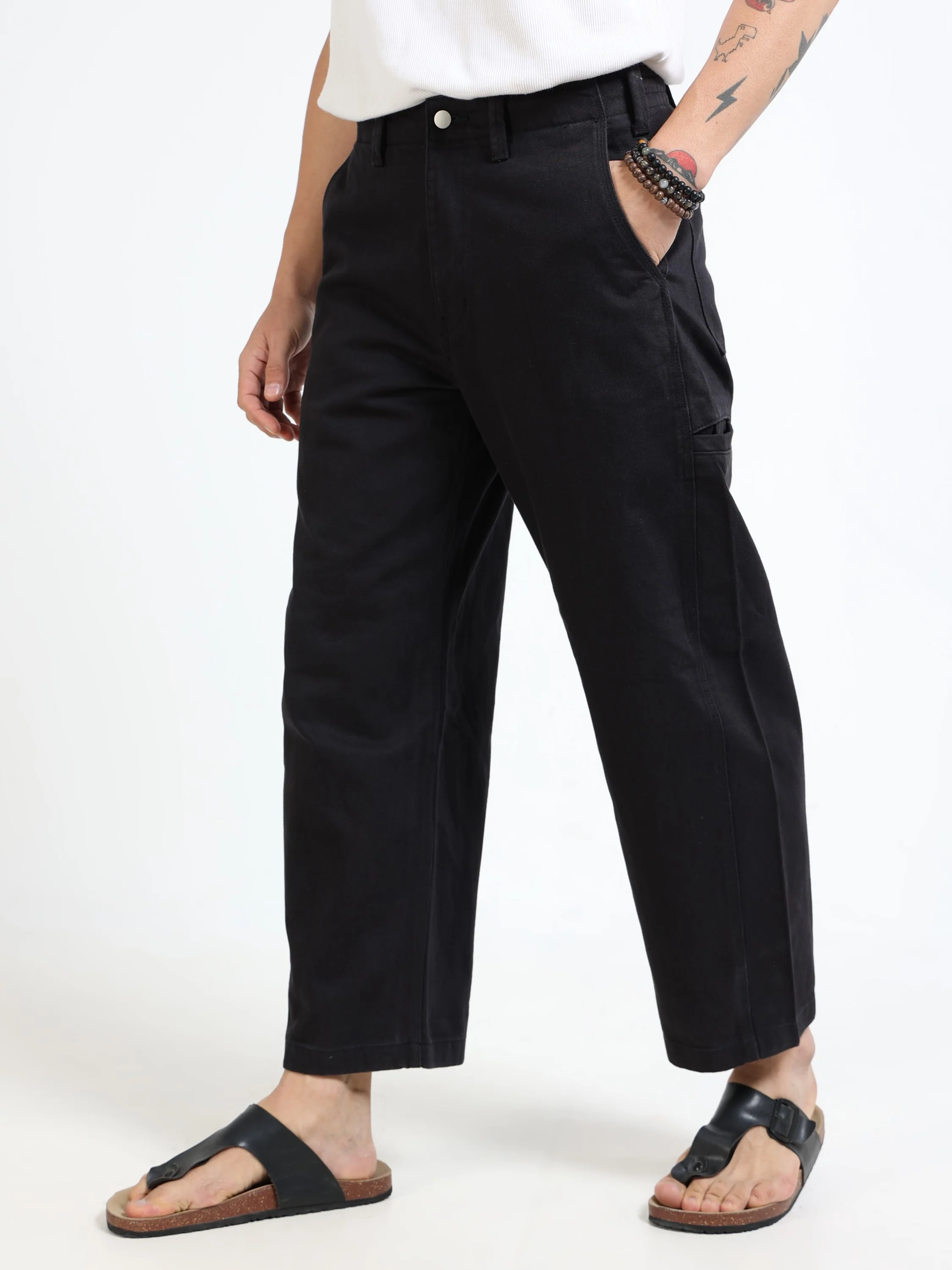 Men Black Baggy Fit Pants - Image 5
