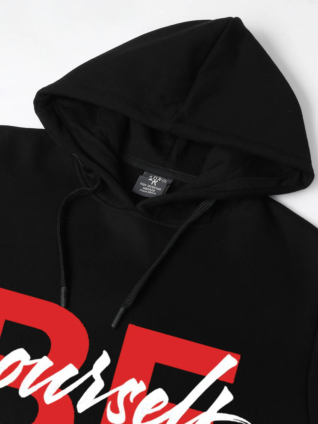 Men Black Be Yourself ton Printed Hoodie - Image 4