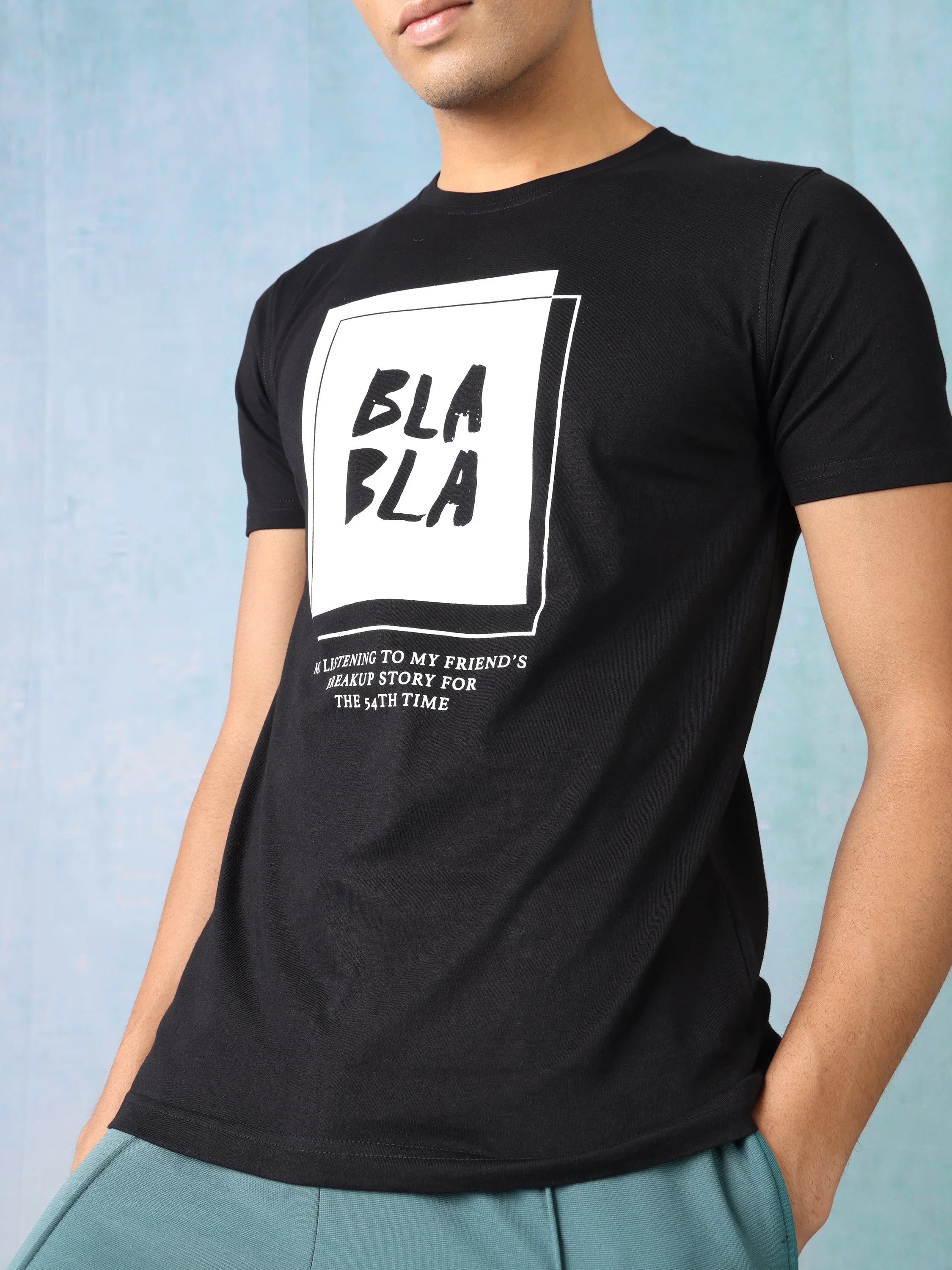 Men Black Bla Bla T-Shirt - Image 6
