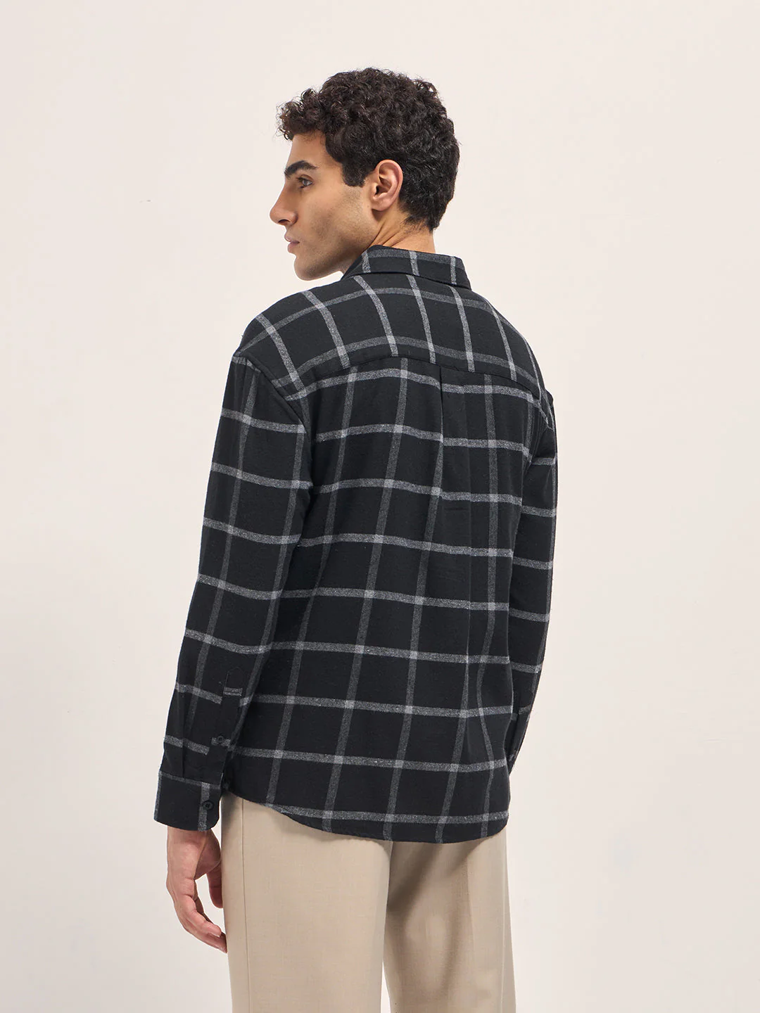 Men Black Block Checked Relax Fit Casual Shirt - Image 2