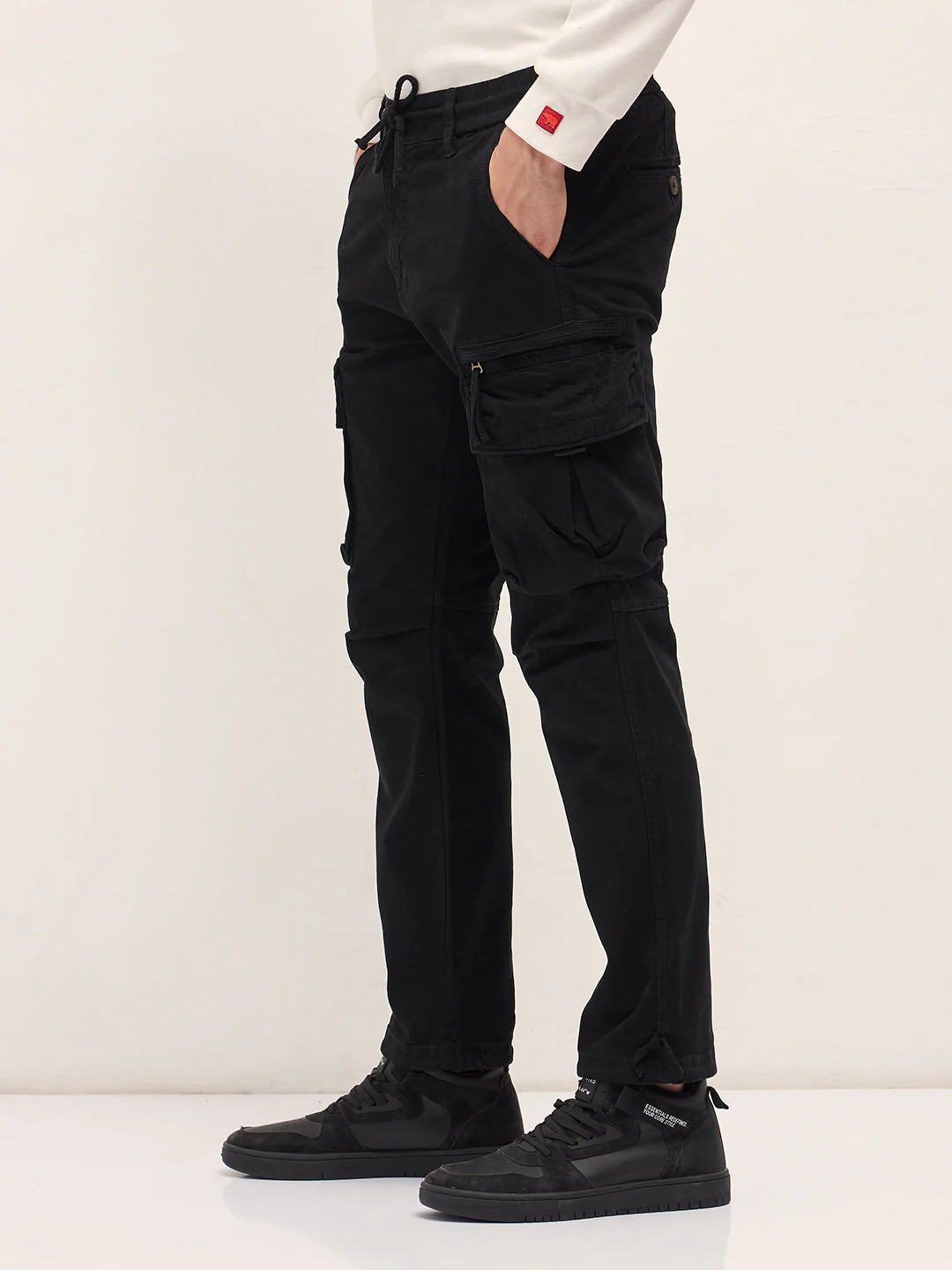 Men Black Cargo Pants - Image 3