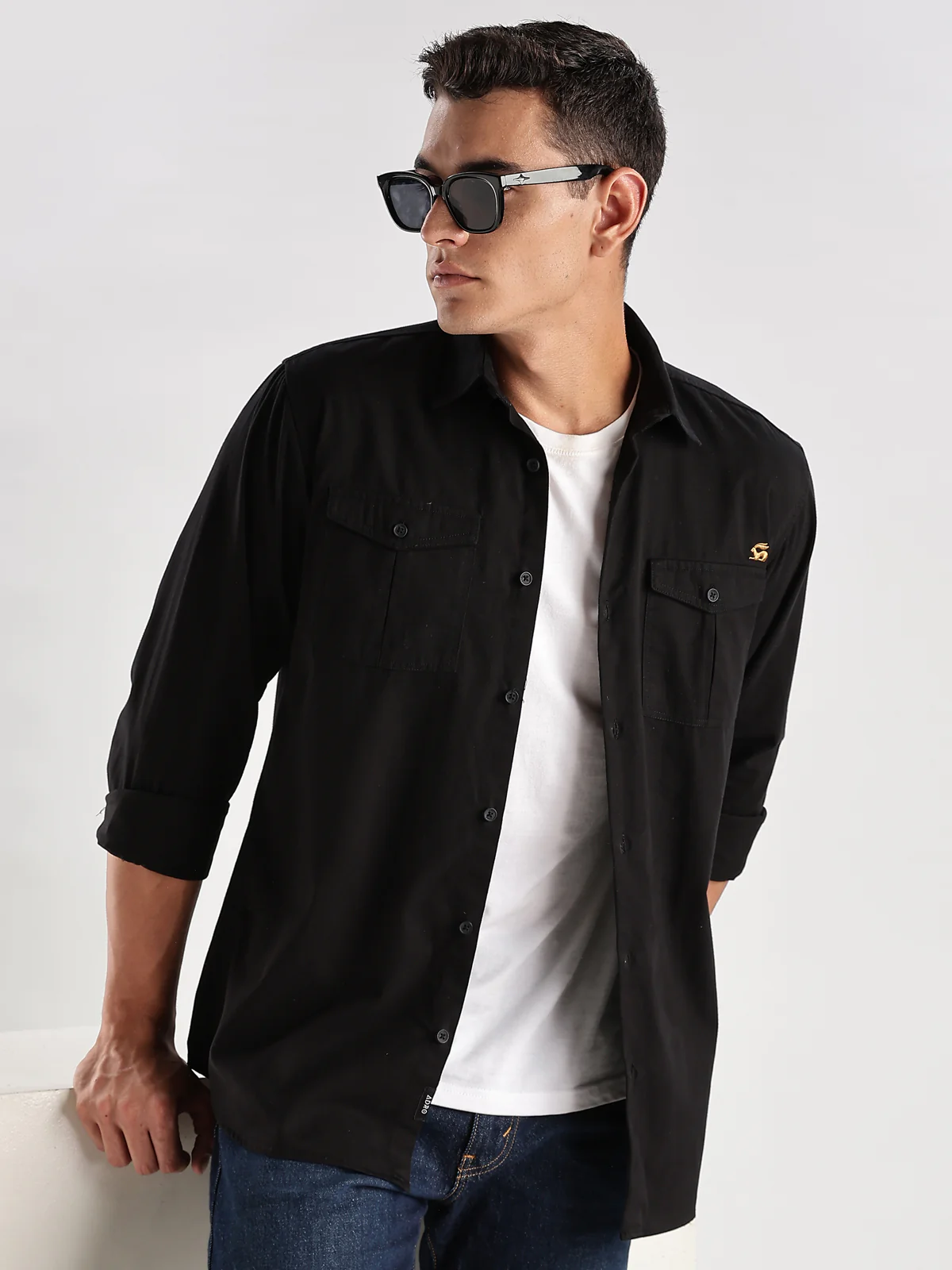 Men Black Cargo Shirt - Image 6