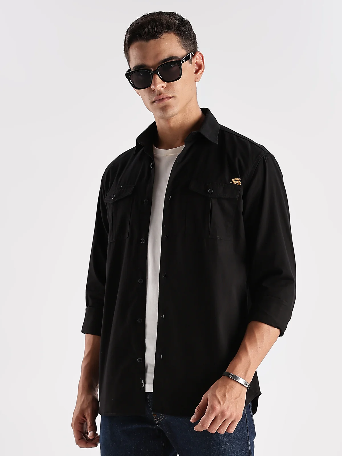 Men Black Cargo Shirt - Image 7