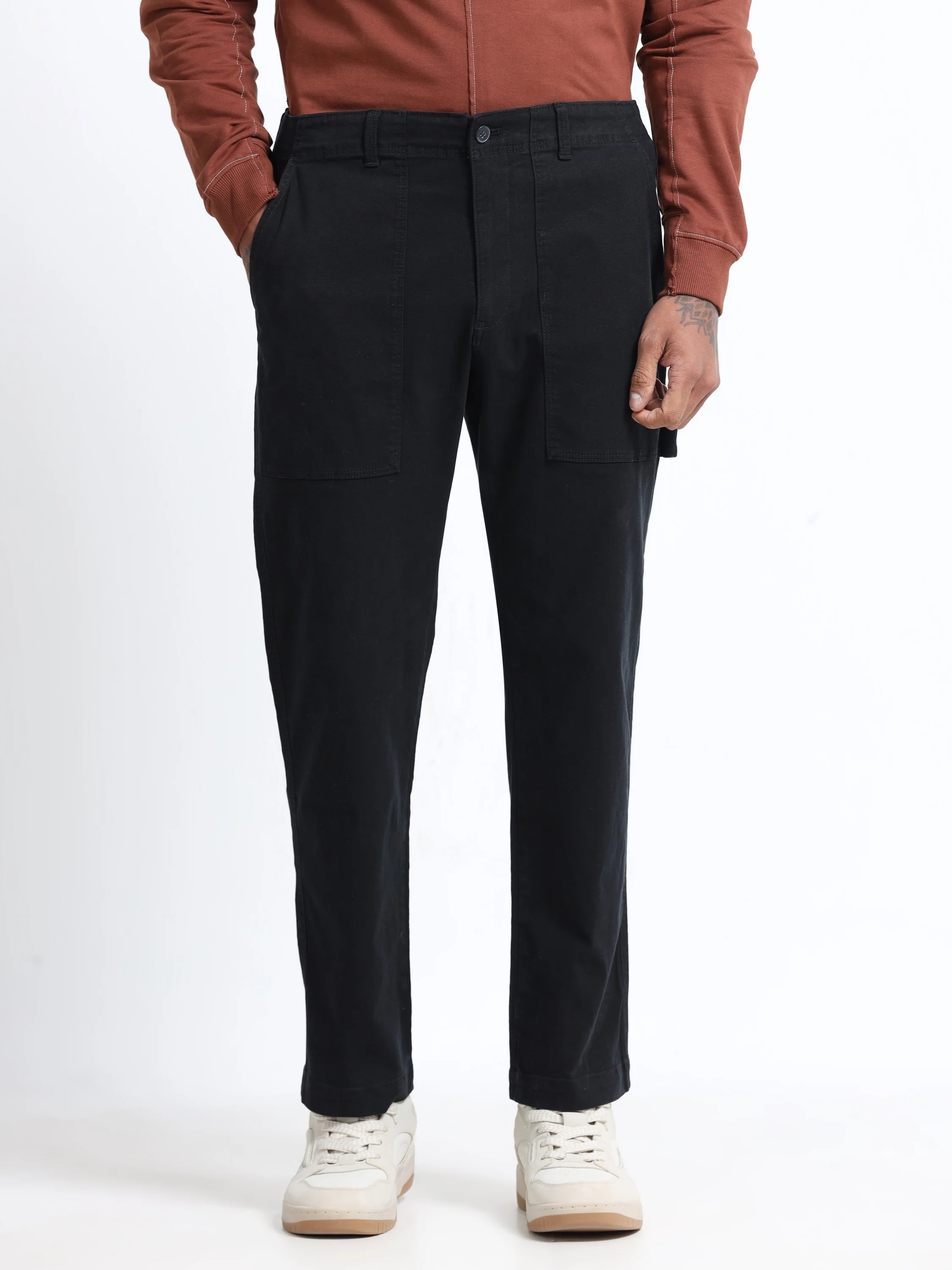 Men Black Carpenter Cargo Pants - Image 3