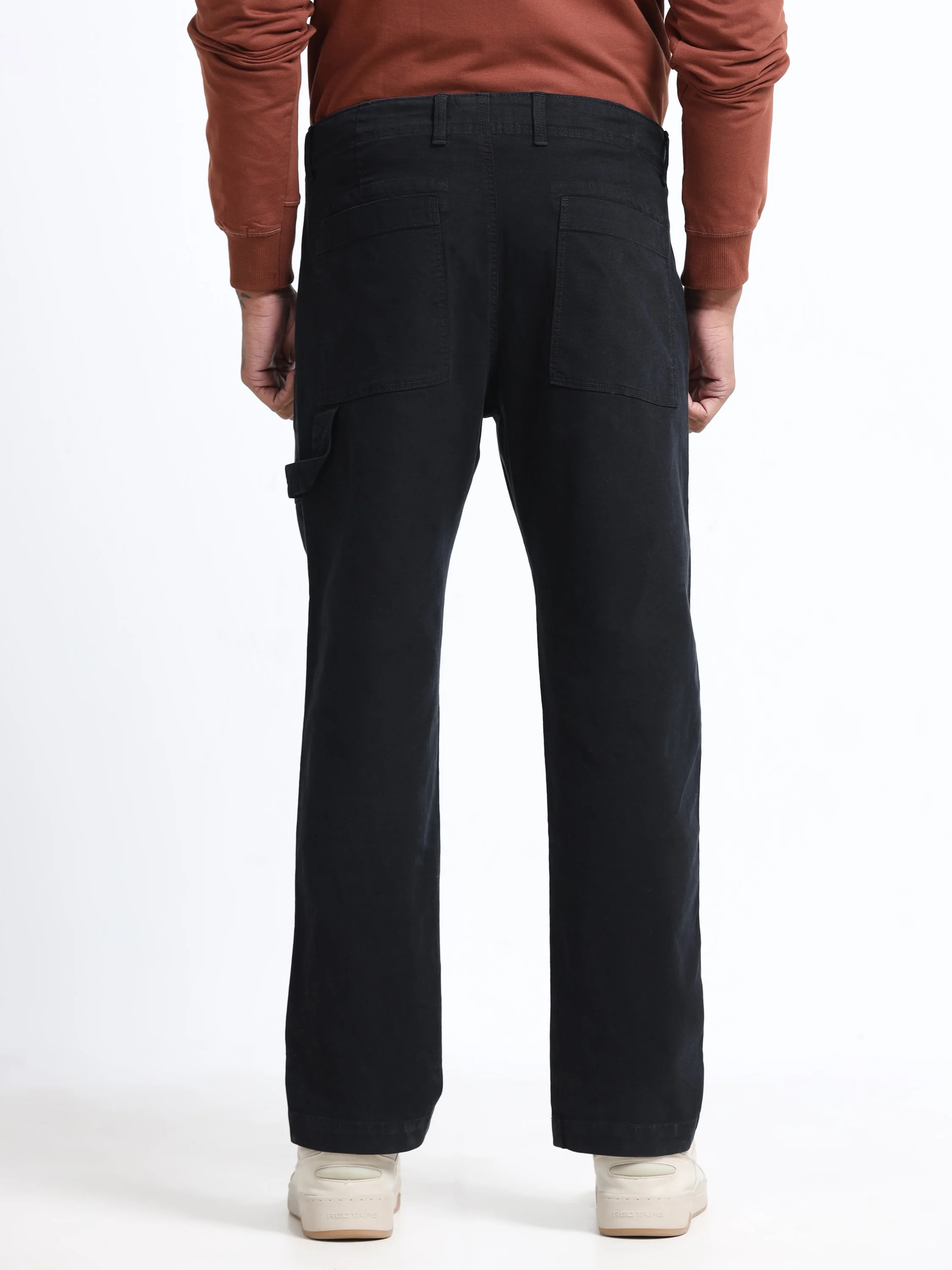 Men Black Carpenter Cargo Pants - Image 4