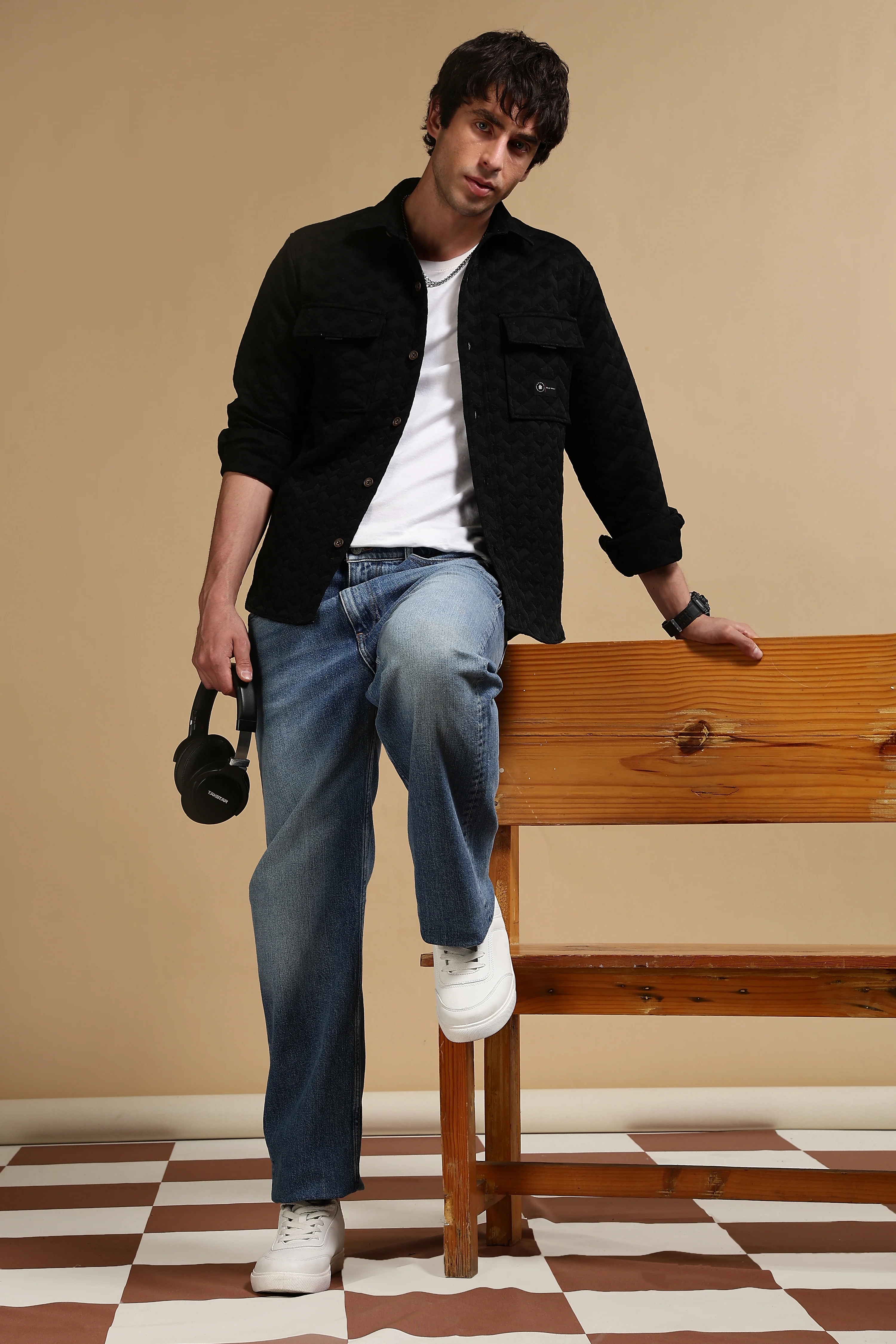 Men Black Casual Shacket - Image 10