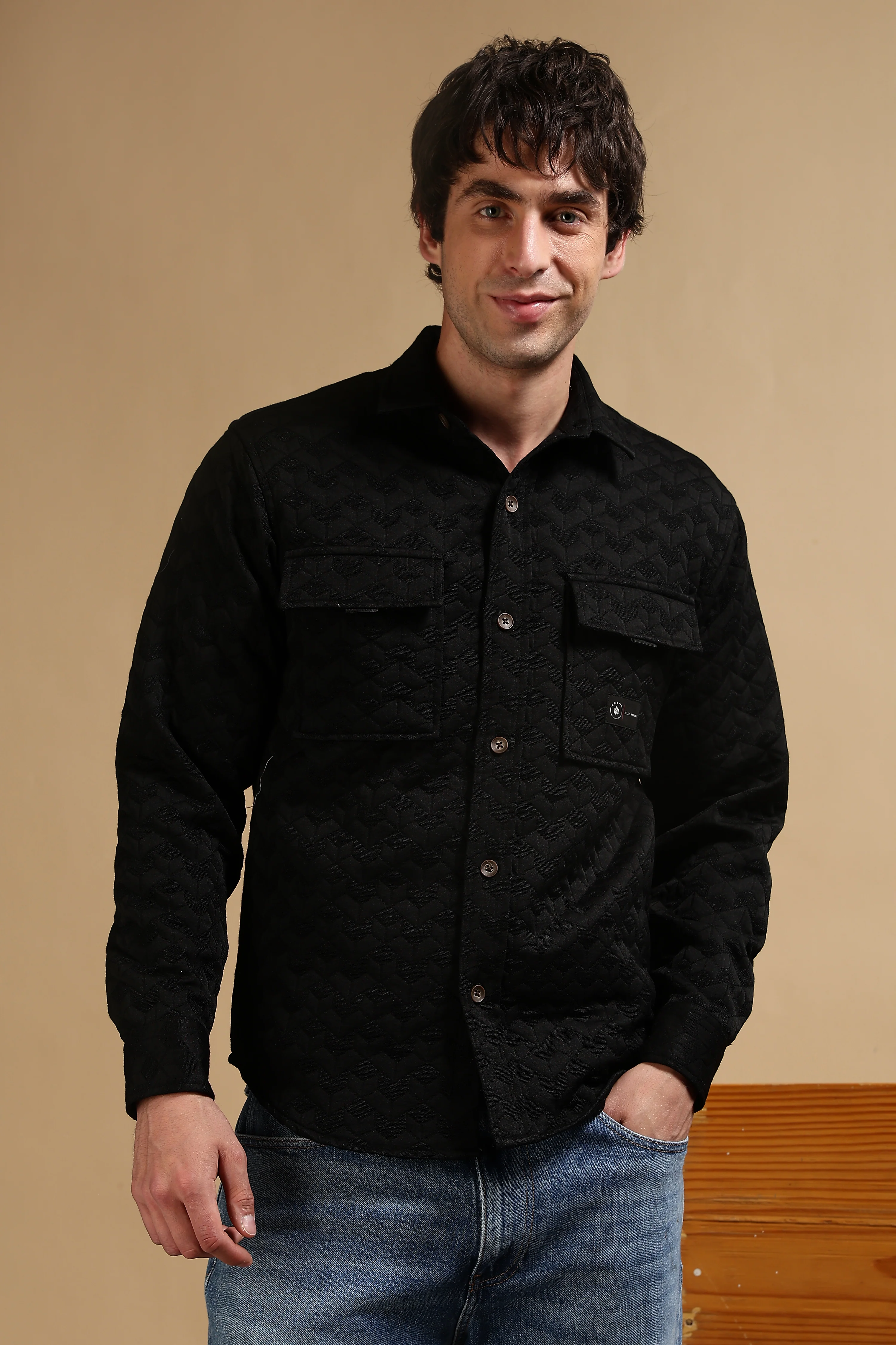 Men Black Casual Shacket - Image 4