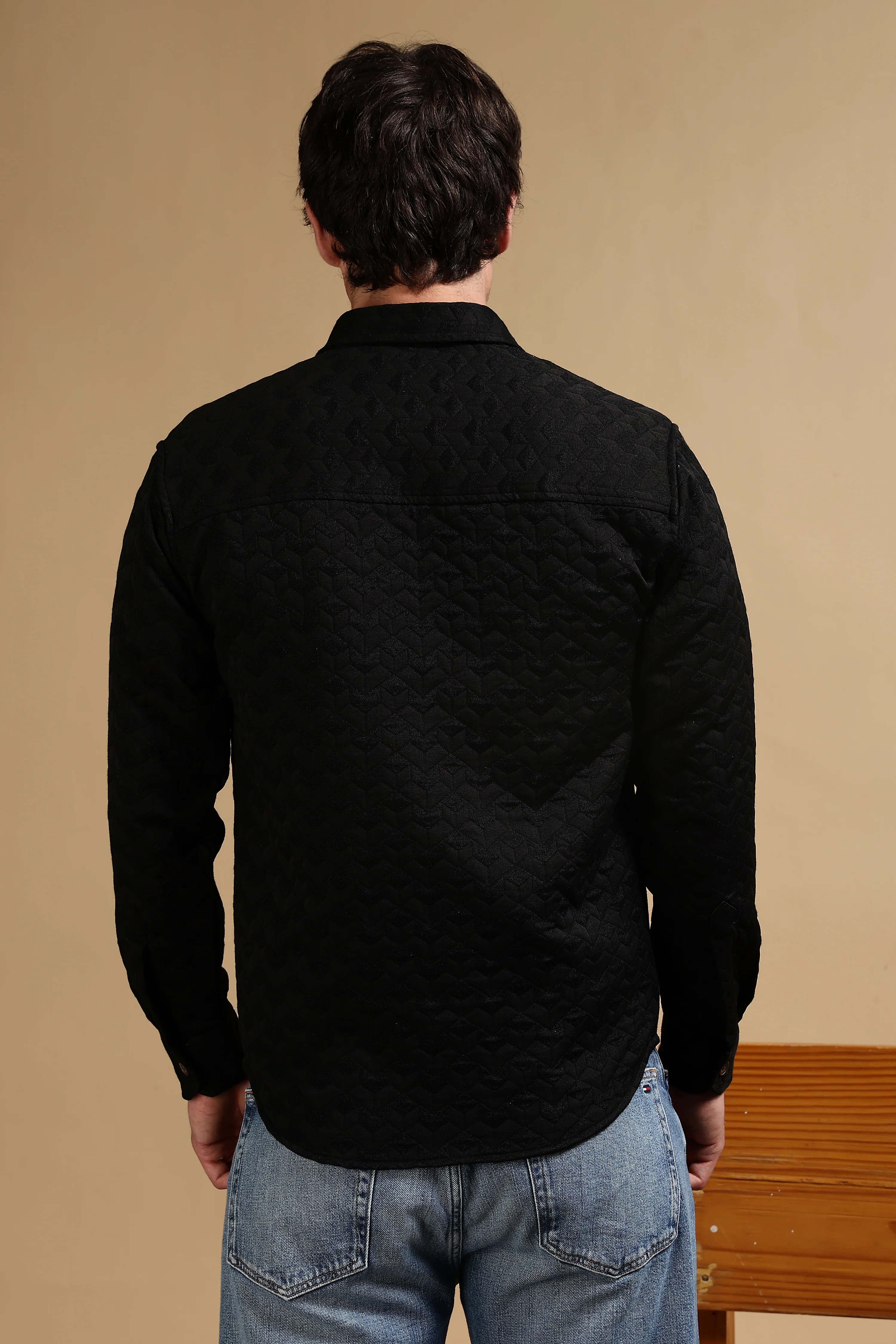 Men Black Casual Shacket - Image 7