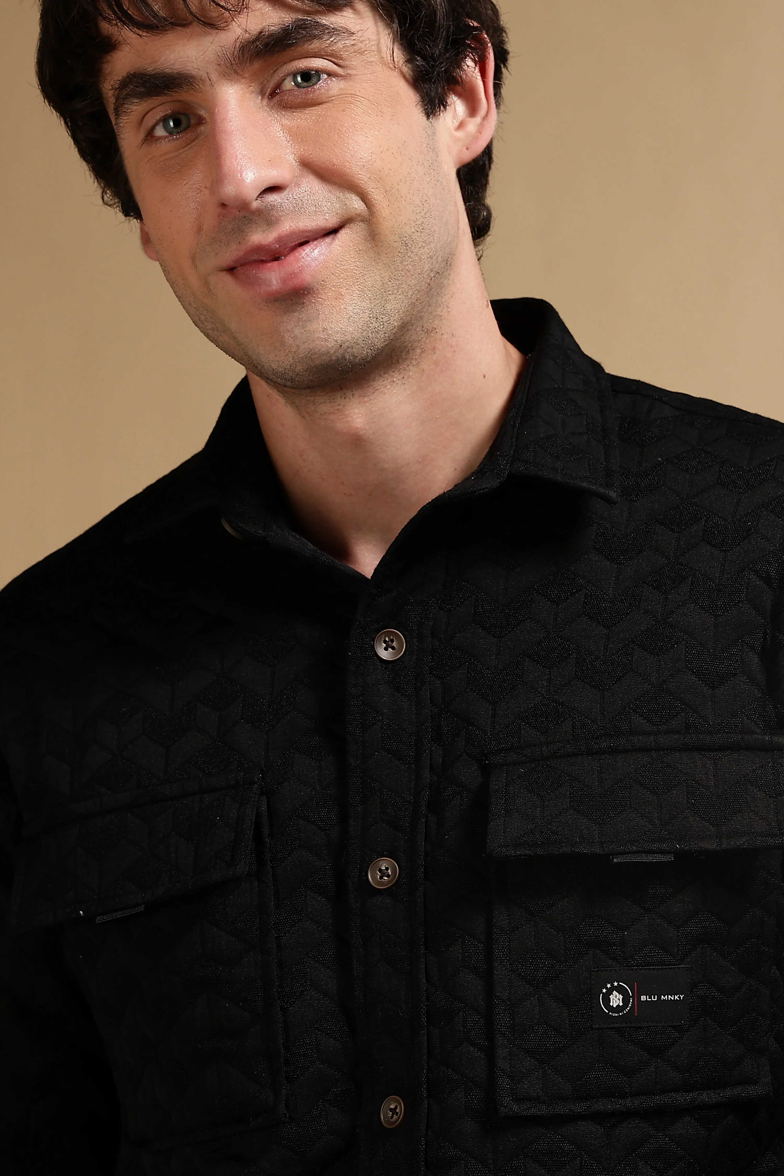 Men Black Casual Shacket - Image 9