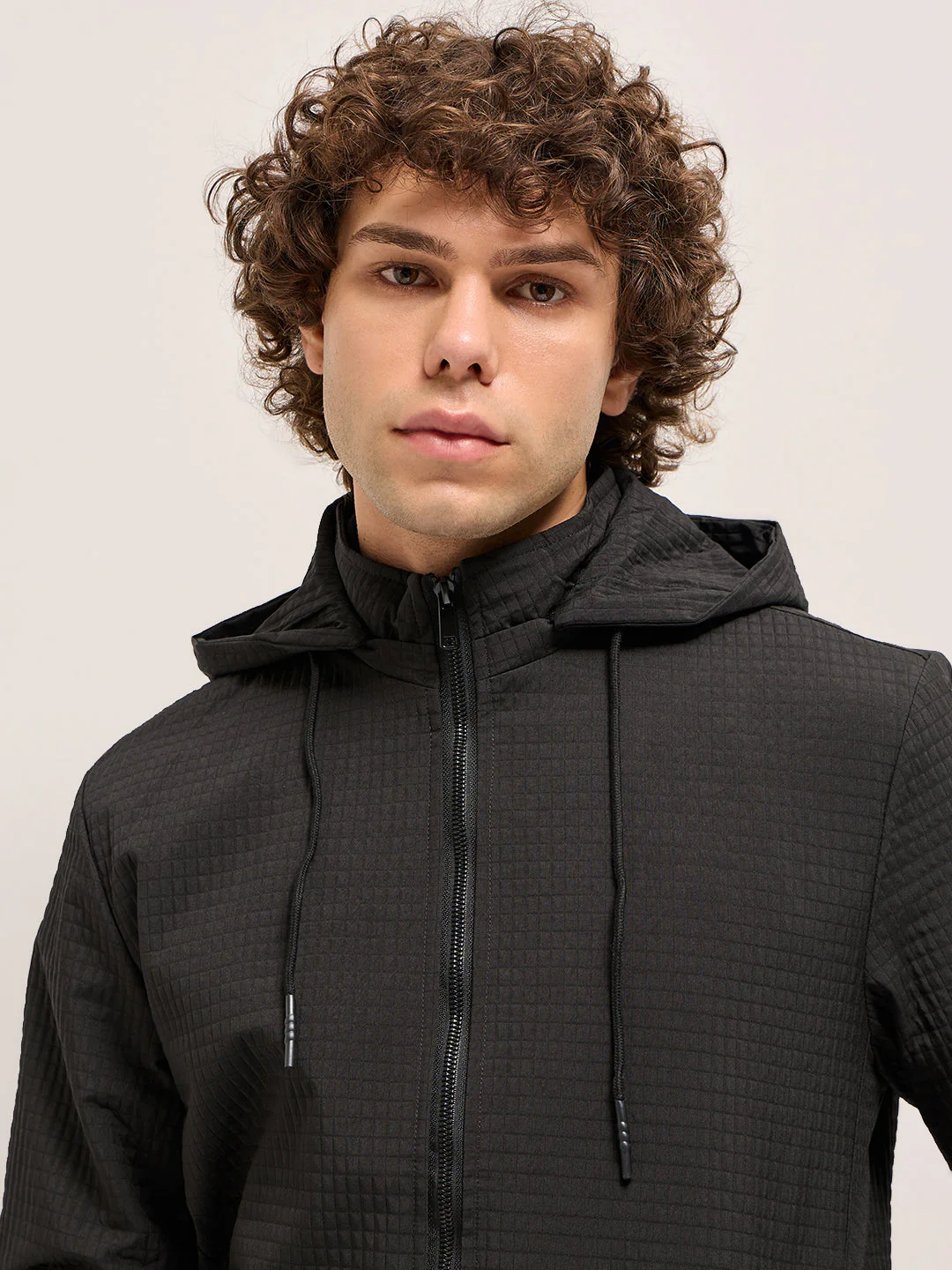 Men Black Checked Jacket - Image 5
