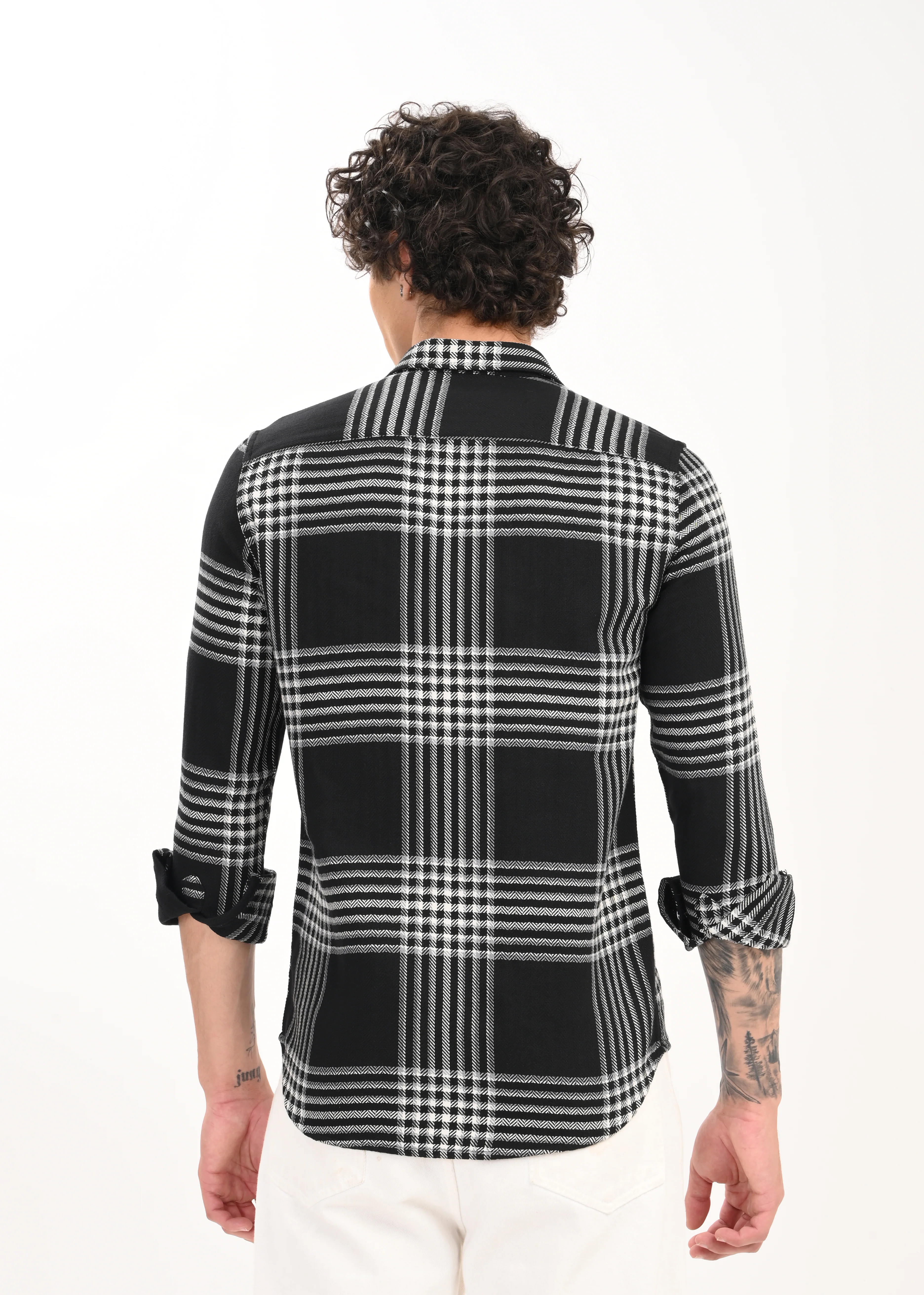 Men Black Classic Bold Checked Shirt - Image 2