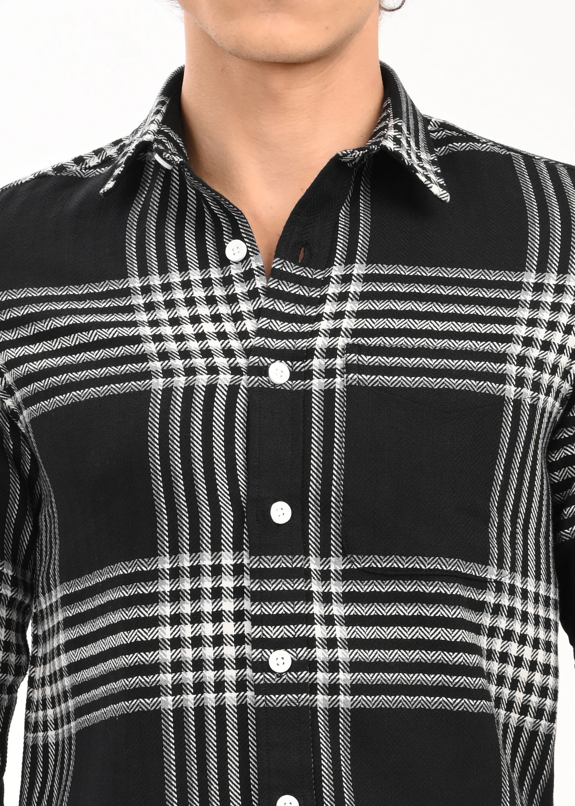 Men Black Classic Bold Checked Shirt - Image 5